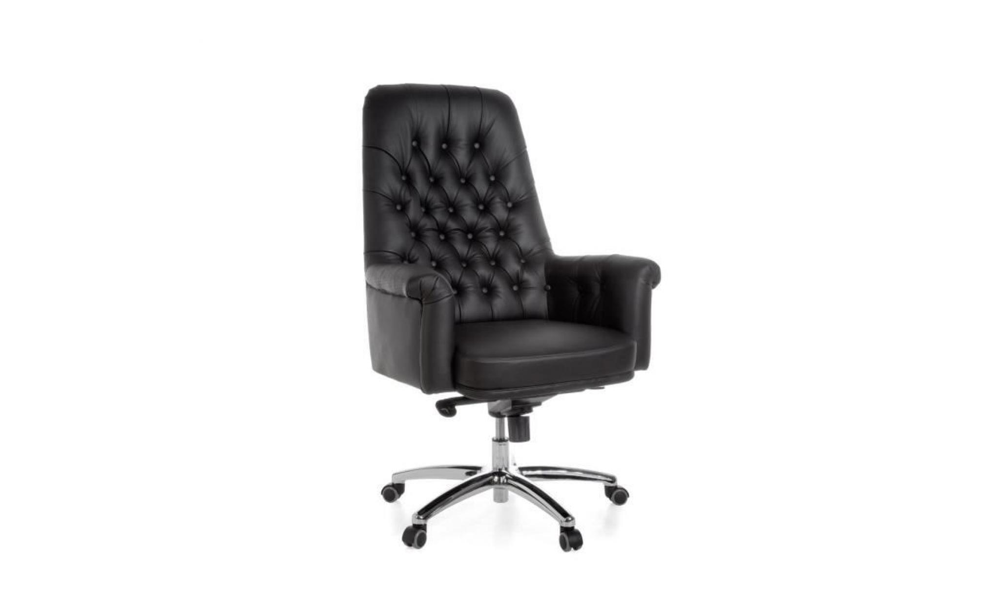 fauteuil de bureau en cuir avec accoudoirs et 5 roulettes coloris noir