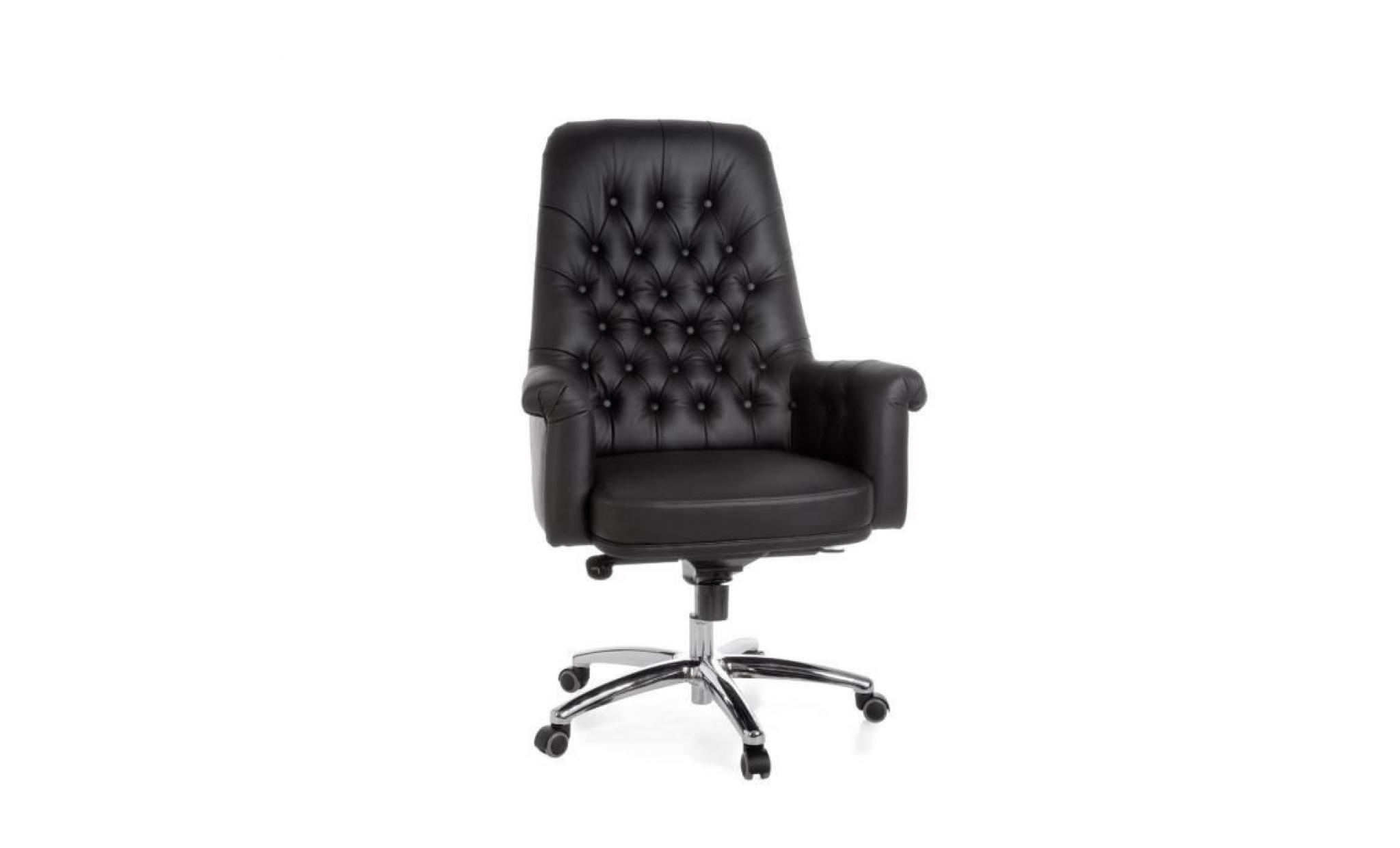 fauteuil de bureau en cuir avec accoudoirs et 5 roulettes coloris noir pas cher