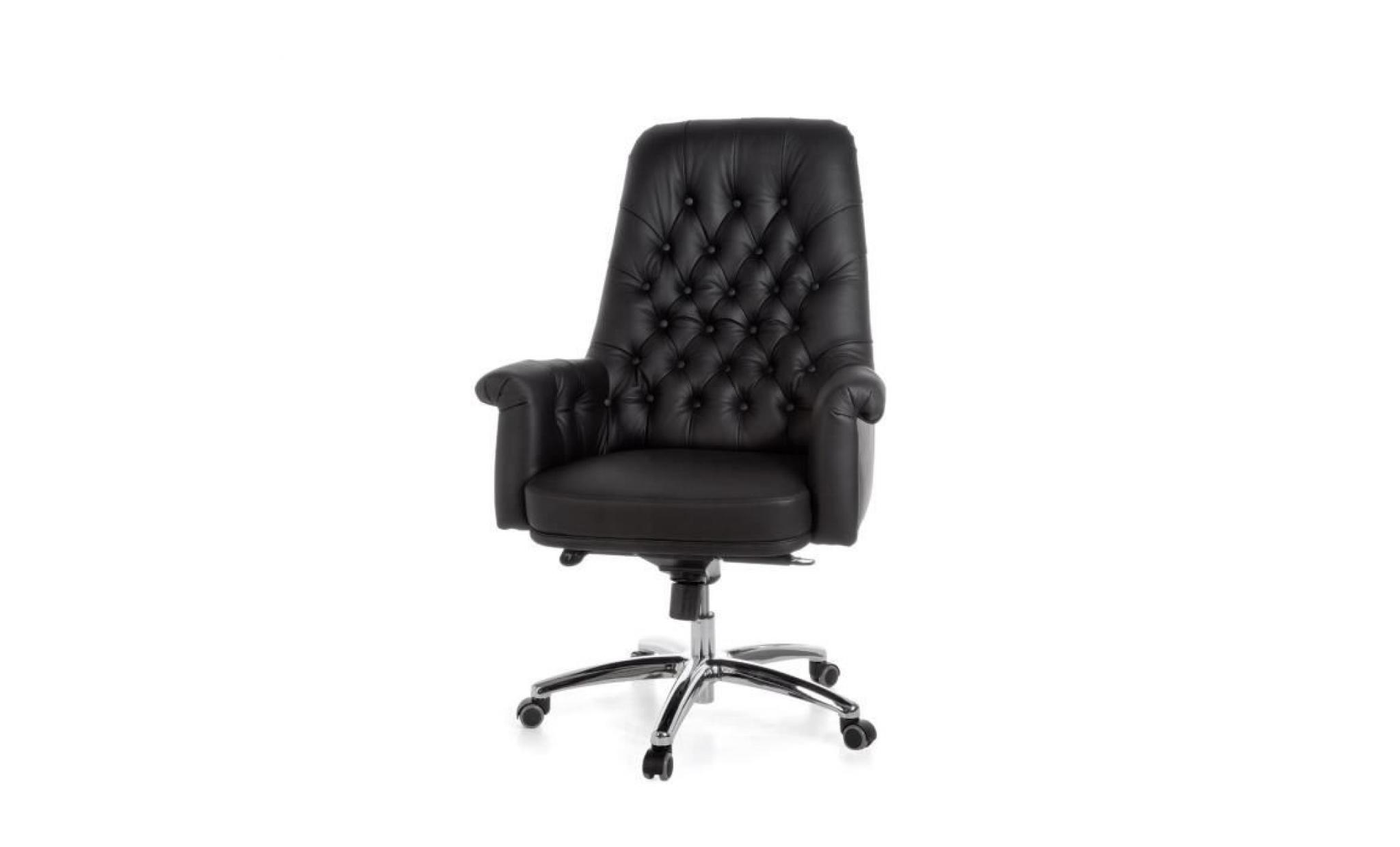 fauteuil de bureau en cuir avec accoudoirs et 5 roulettes coloris noir pas cher