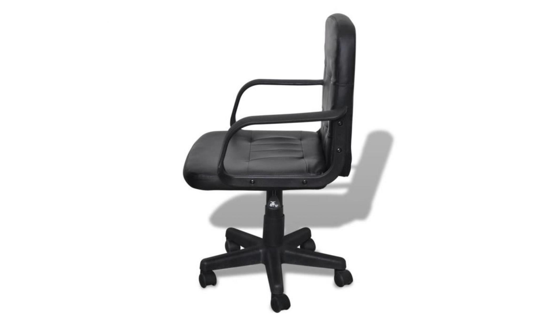 fauteuil de bureau en cuir mélangé chaise de bureau noir 59 x 51 x 81 89 cm pas cher
