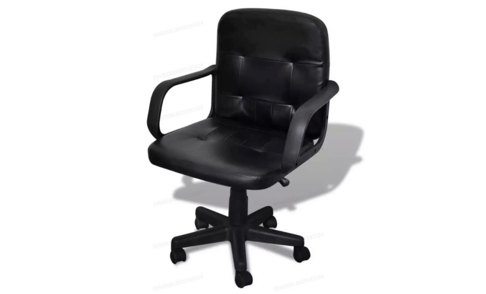 fauteuil de bureau en cuir mélangé noir    vidaxl 59 x 51 x 81 89 cm