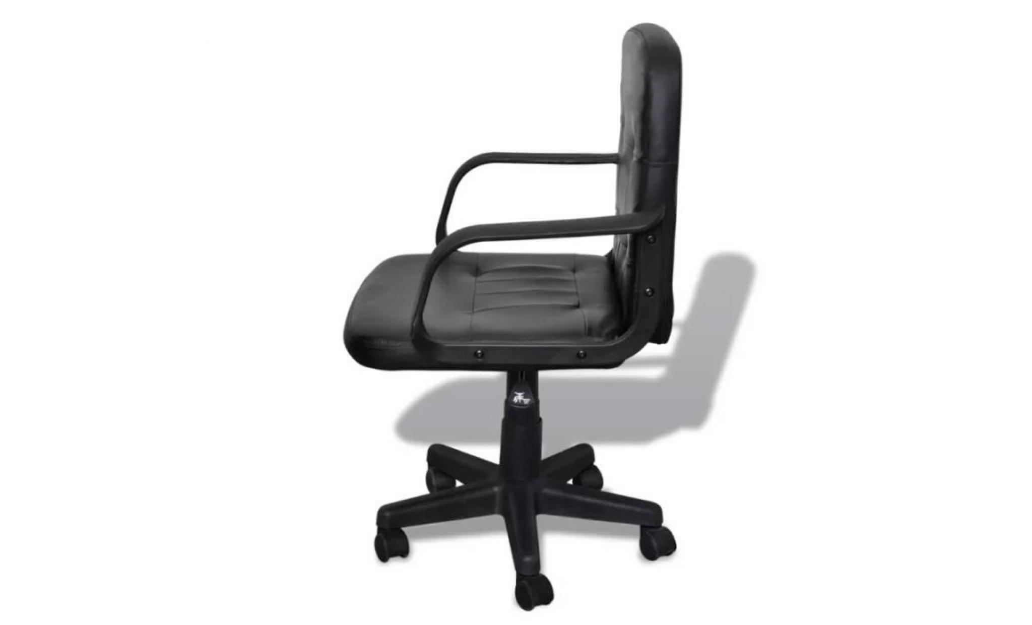 fauteuil de bureau en cuir mélangé noir    vidaxl 59 x 51 x 81 89 cm pas cher