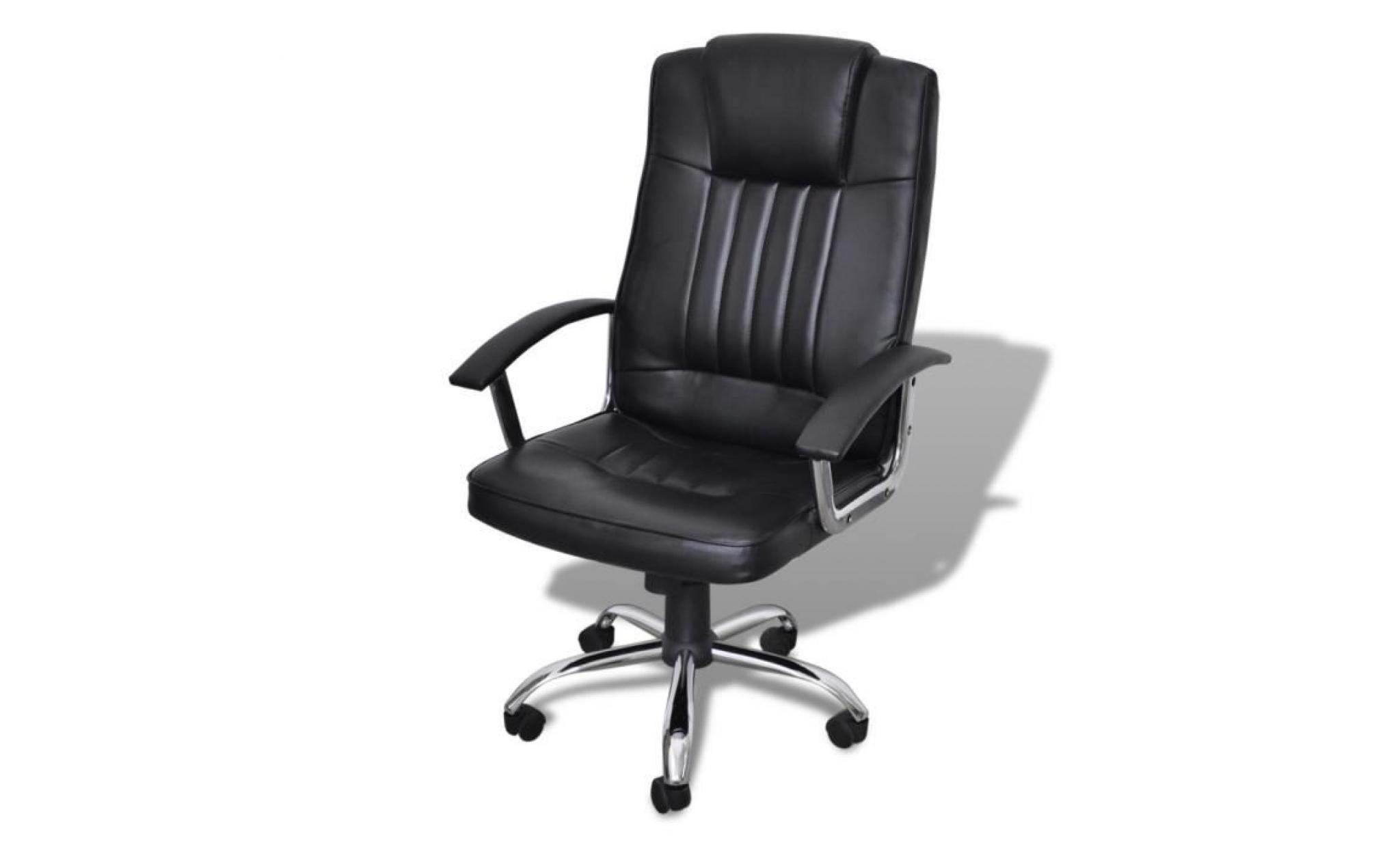 fauteuil de bureau en cuir synthétique noir avec 5 roulettes à 360 degrés rotatif design classique 59 x 51 x 81 89 cm
