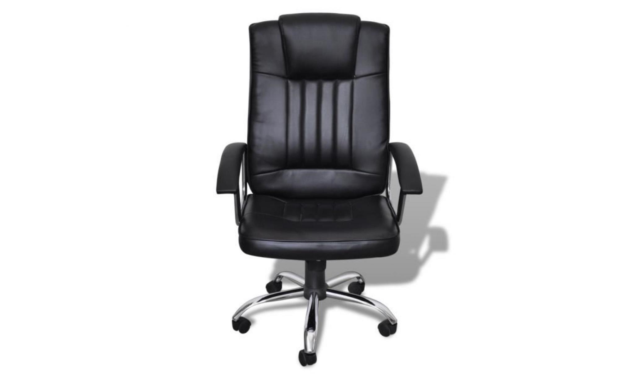 fauteuil de bureau en cuir synthétique noir avec 5 roulettes à 360 degrés rotatif design classique 59 x 51 x 81 89 cm pas cher