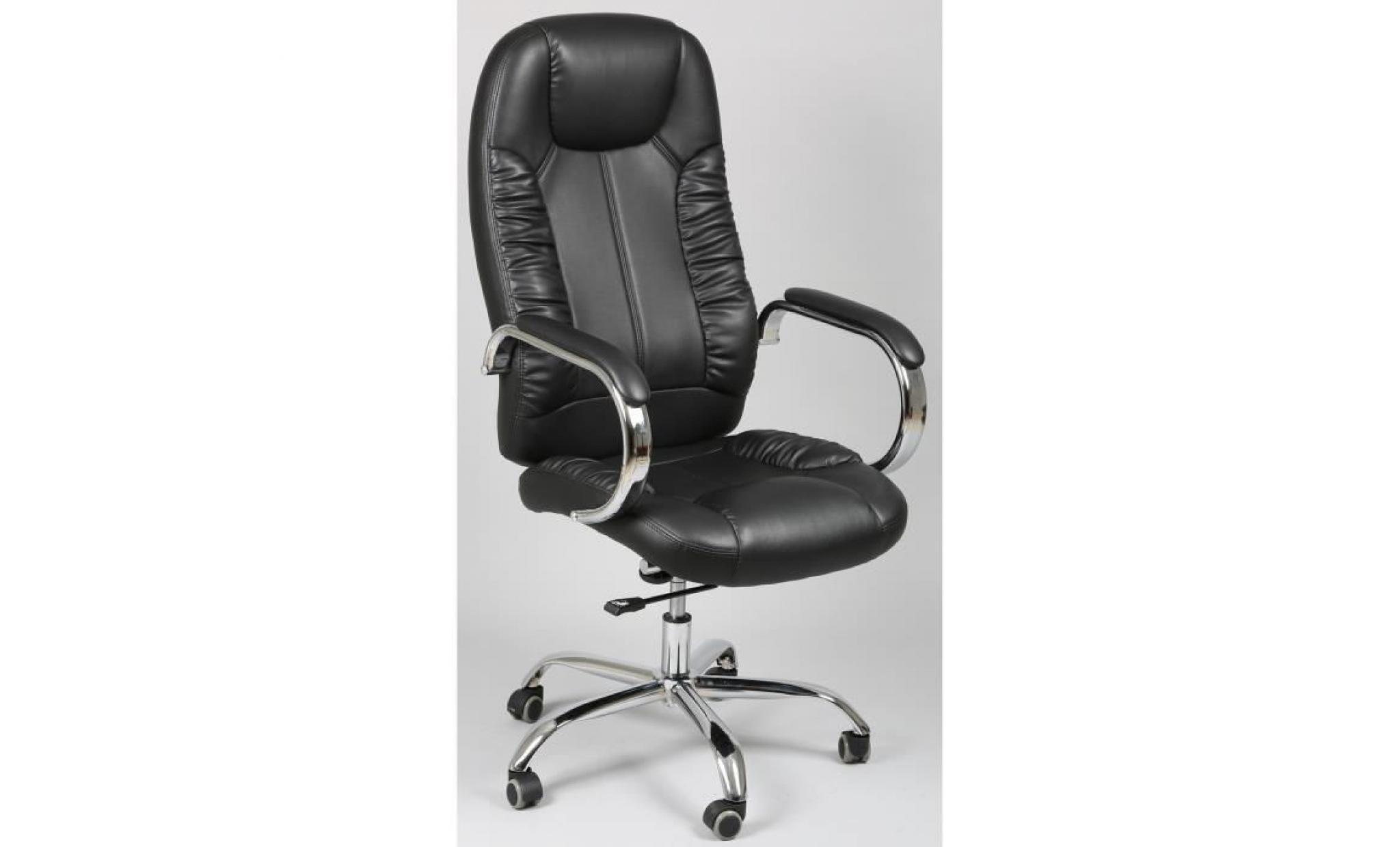 fauteuil de bureau en pu coloris noir   dim :  ht 1190 à 1240 x ht ass de 490 à 540 x l 695 x p 590 mm