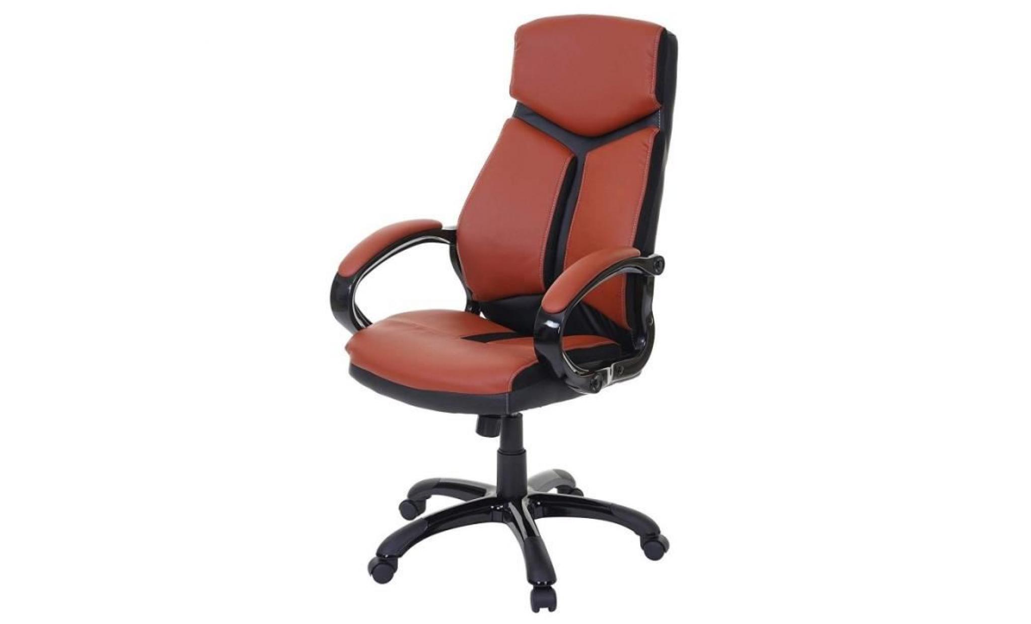 fauteuil de bureau en simili cuir cognac et noir siège et dossier ergonomique bur04079