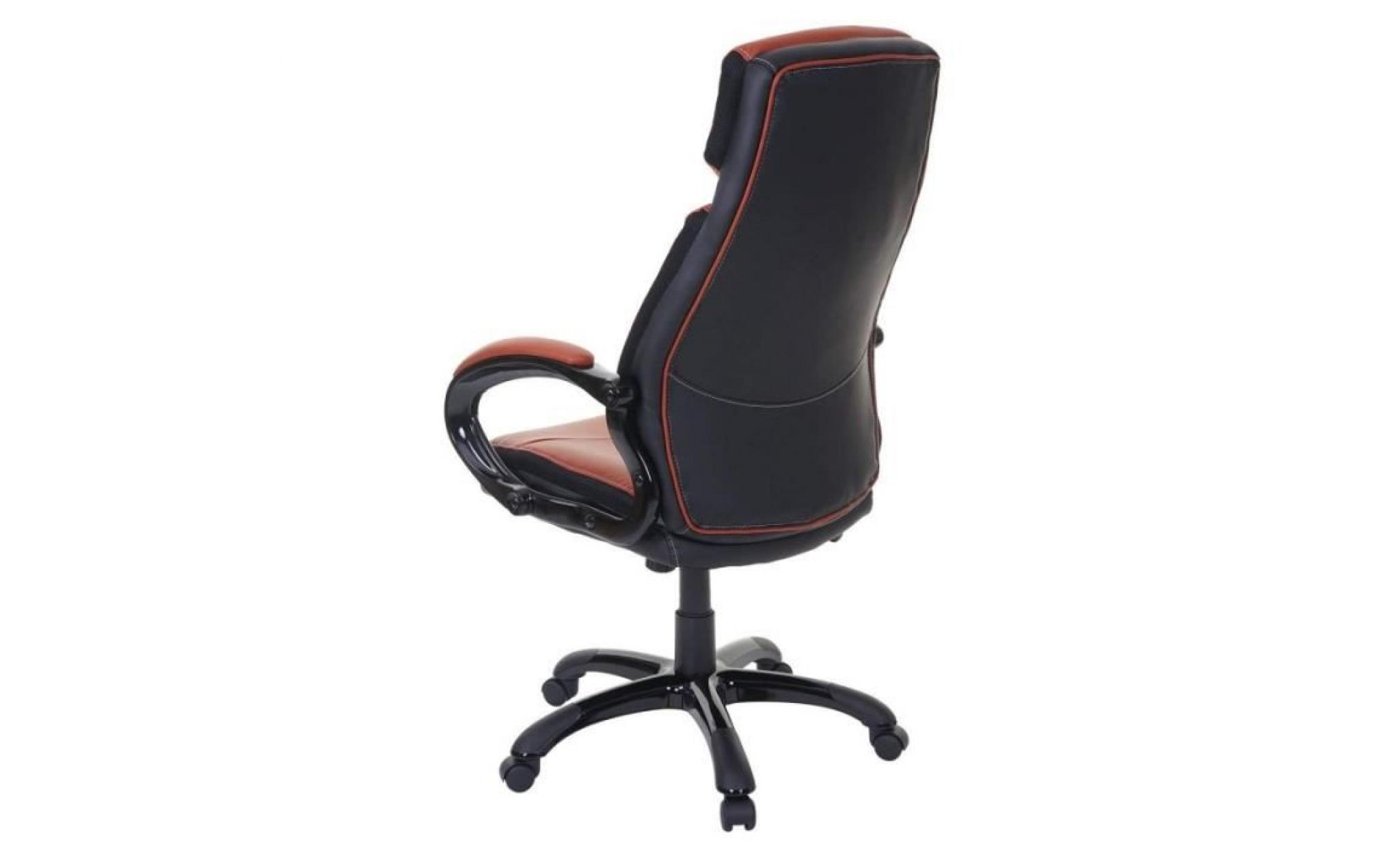 fauteuil de bureau en simili cuir cognac et noir siège et dossier ergonomique bur04079 pas cher