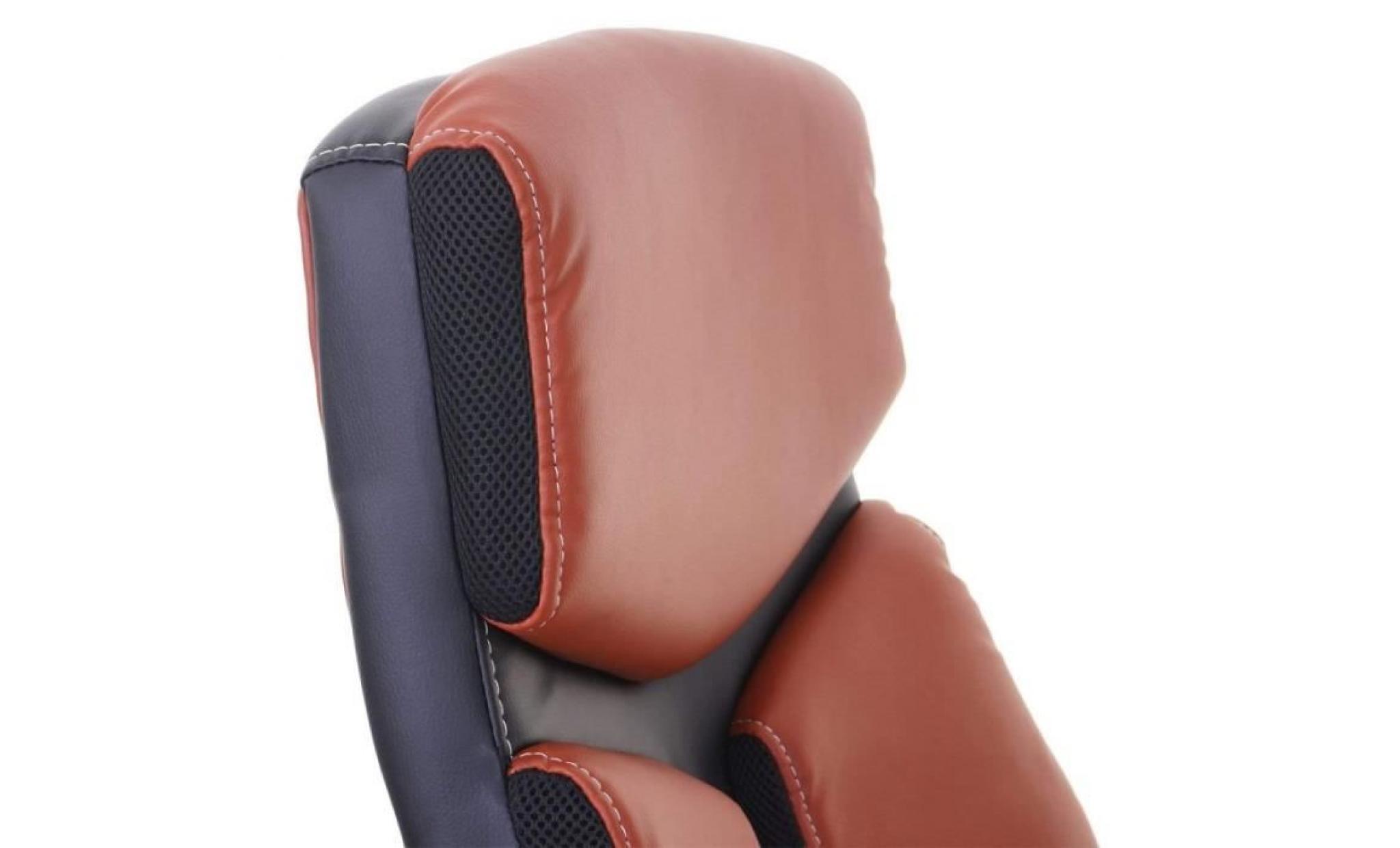 fauteuil de bureau en simili cuir cognac et noir siège et dossier ergonomique bur04079 pas cher