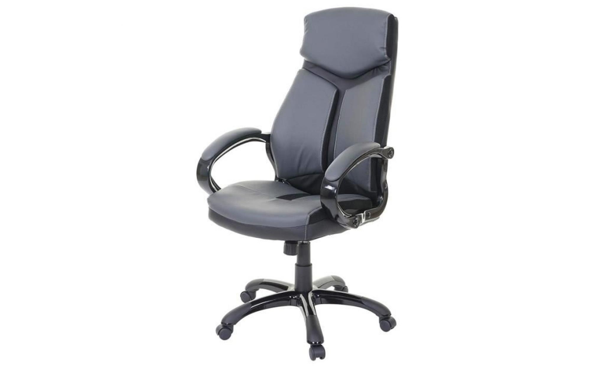 fauteuil de bureau en simili cuir gris et noir siège et dossier ergonomique bur04078