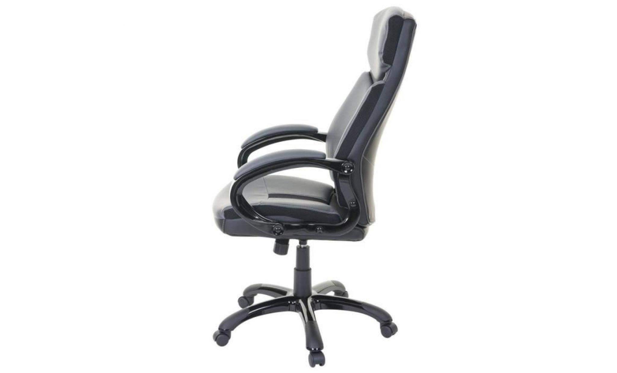 fauteuil de bureau en simili cuir gris et noir siège et dossier ergonomique bur04078 pas cher