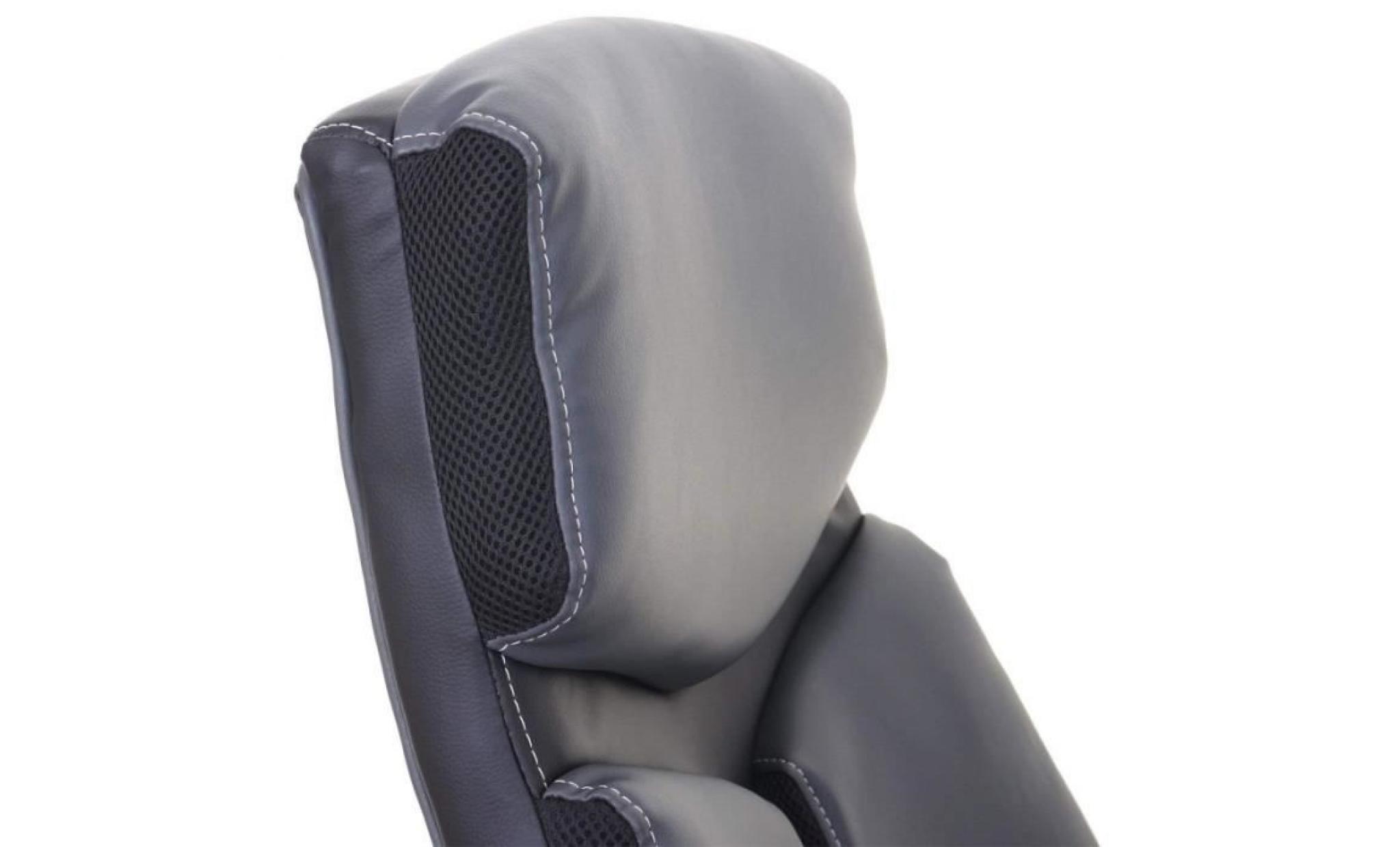 fauteuil de bureau en simili cuir gris et noir siège et dossier ergonomique bur04078 pas cher