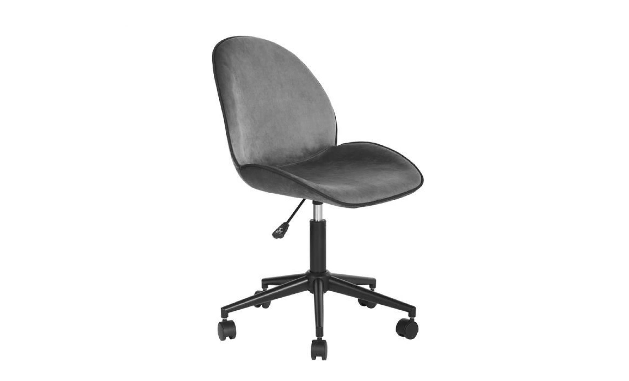 chaise de bureau   velours   hauteur réglable   gris