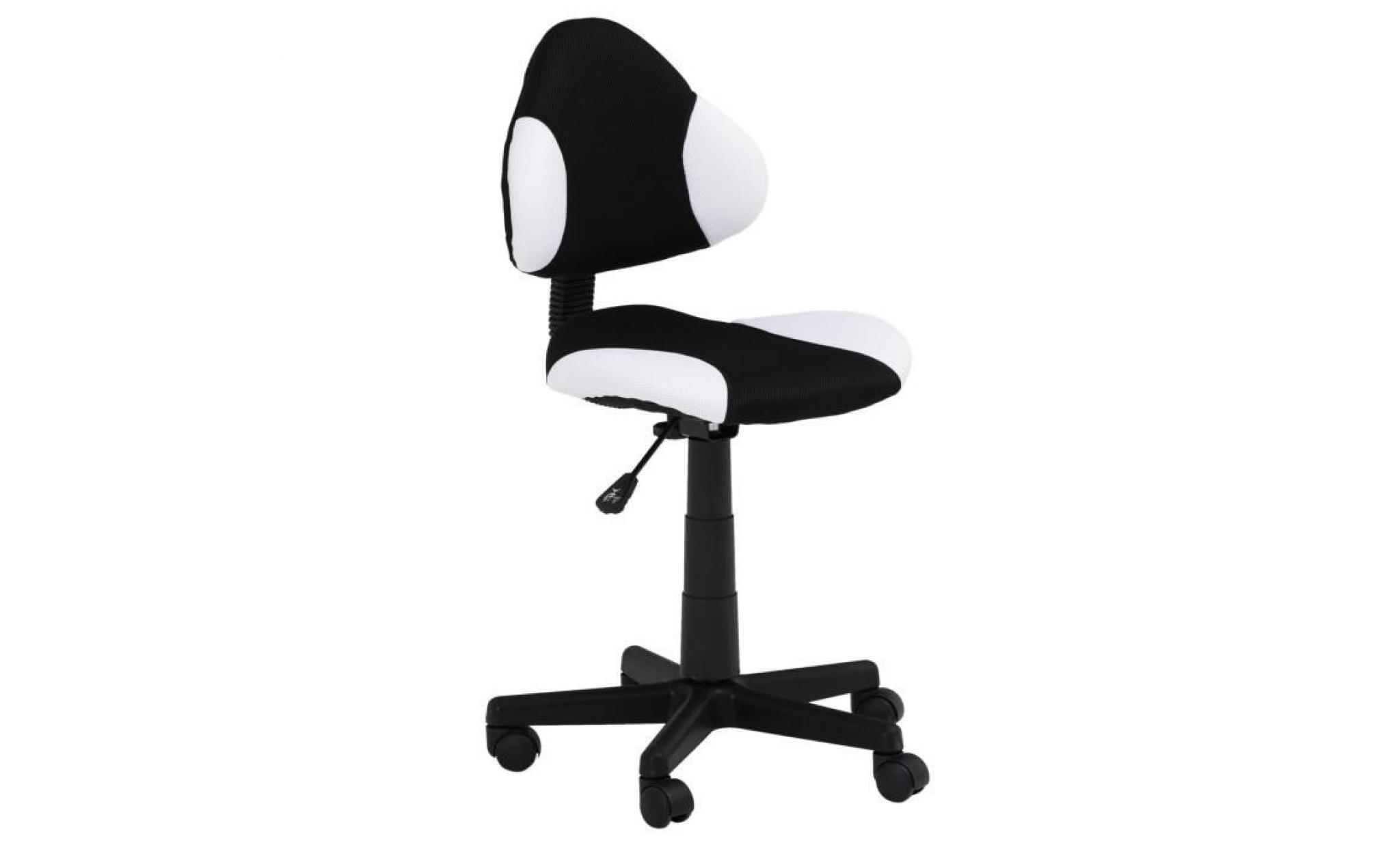 chaise de bureau pour enfant alondra fauteuil pivotant avec hauteur réglable, revêtement en mesh noir/blanc
