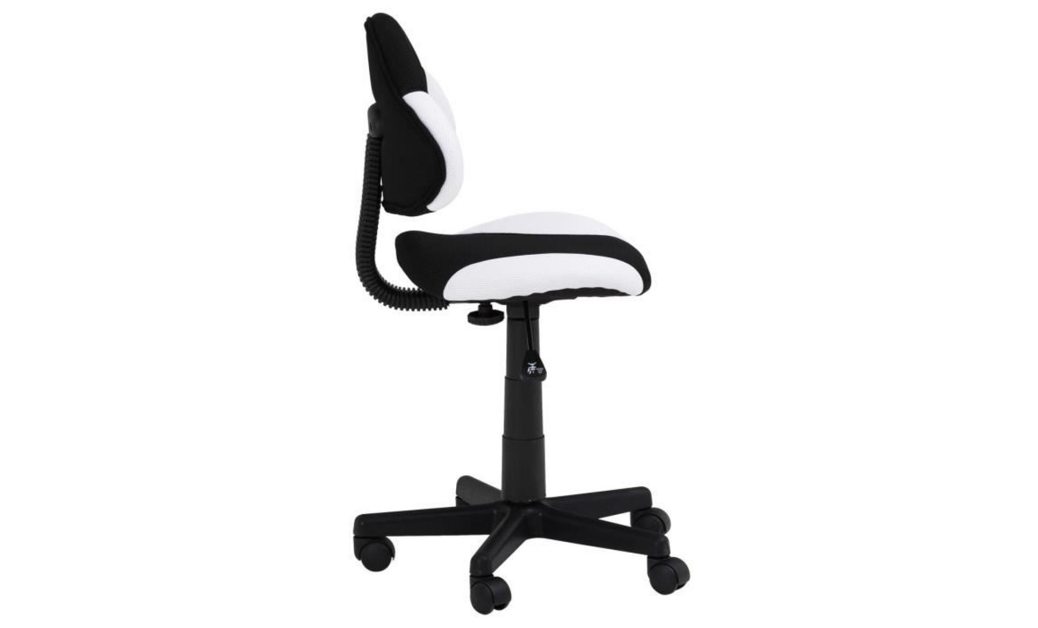 chaise de bureau pour enfant alondra fauteuil pivotant avec hauteur réglable, revêtement en mesh noir/blanc pas cher
