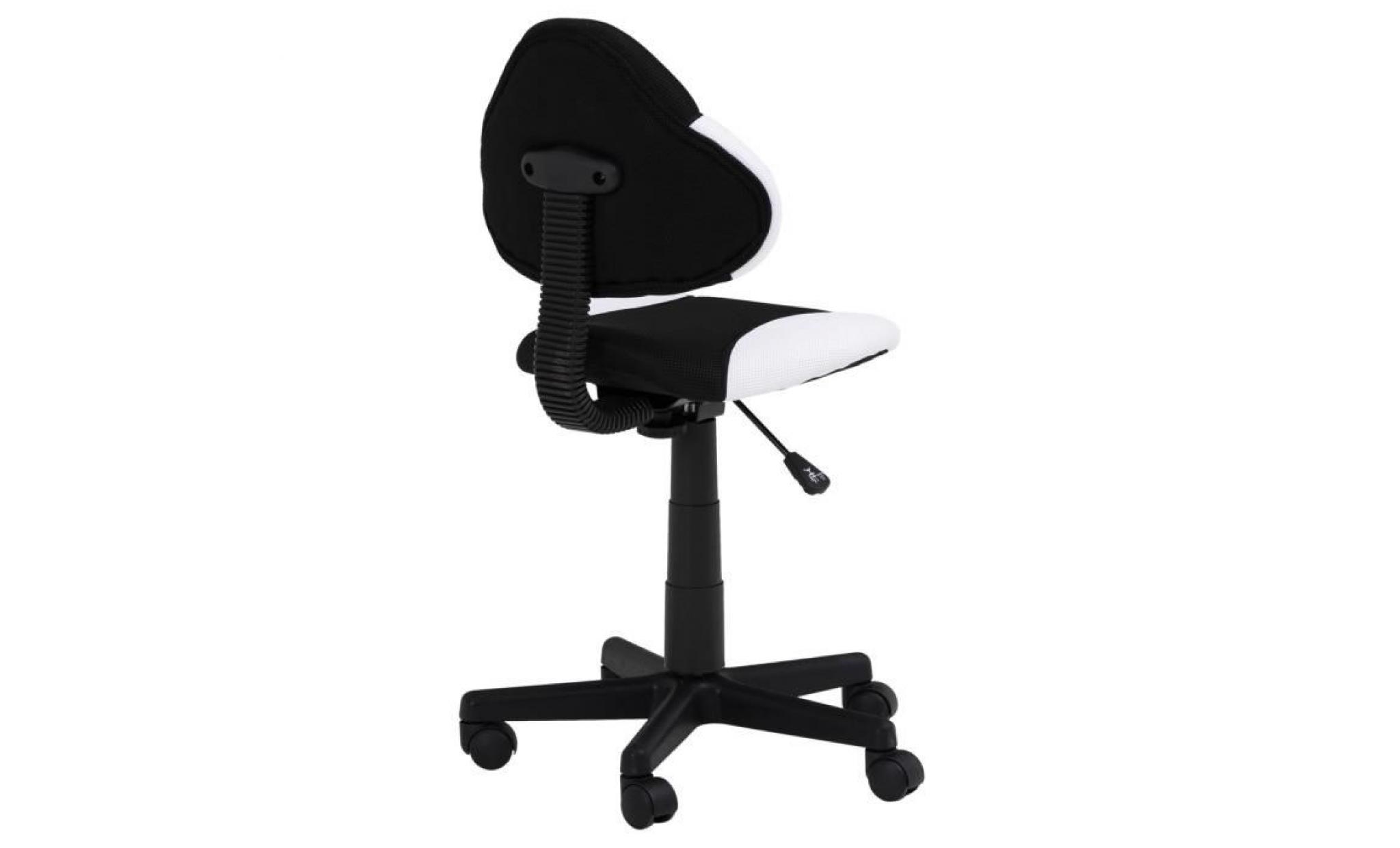 chaise de bureau pour enfant alondra fauteuil pivotant avec hauteur réglable, revêtement en mesh noir/blanc pas cher