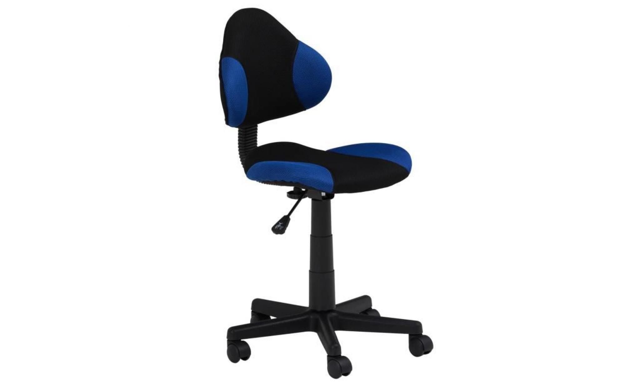chaise de bureau pour enfant alondra fauteuil pivotant avec hauteur réglable, revêtement en mesh noir/bleu