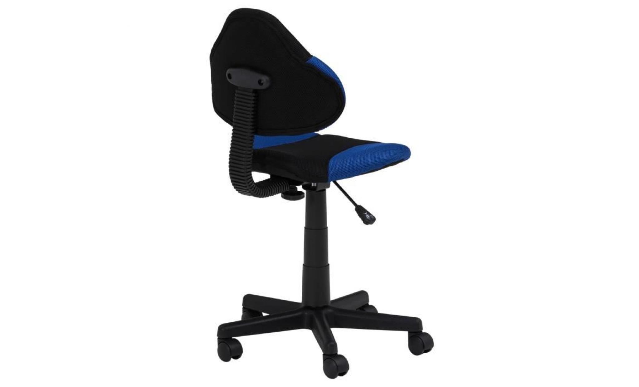 chaise de bureau pour enfant alondra fauteuil pivotant avec hauteur réglable, revêtement en mesh noir/bleu pas cher