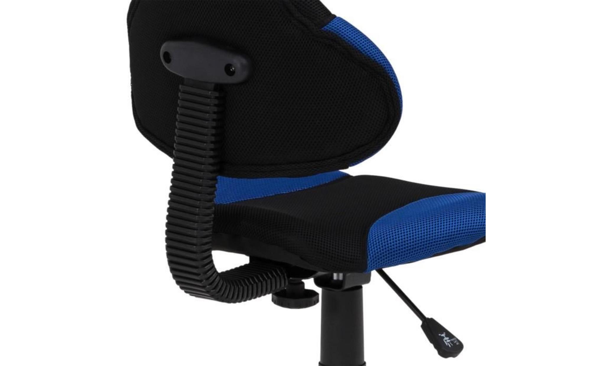 chaise de bureau pour enfant alondra fauteuil pivotant avec hauteur réglable, revêtement en mesh noir/bleu pas cher