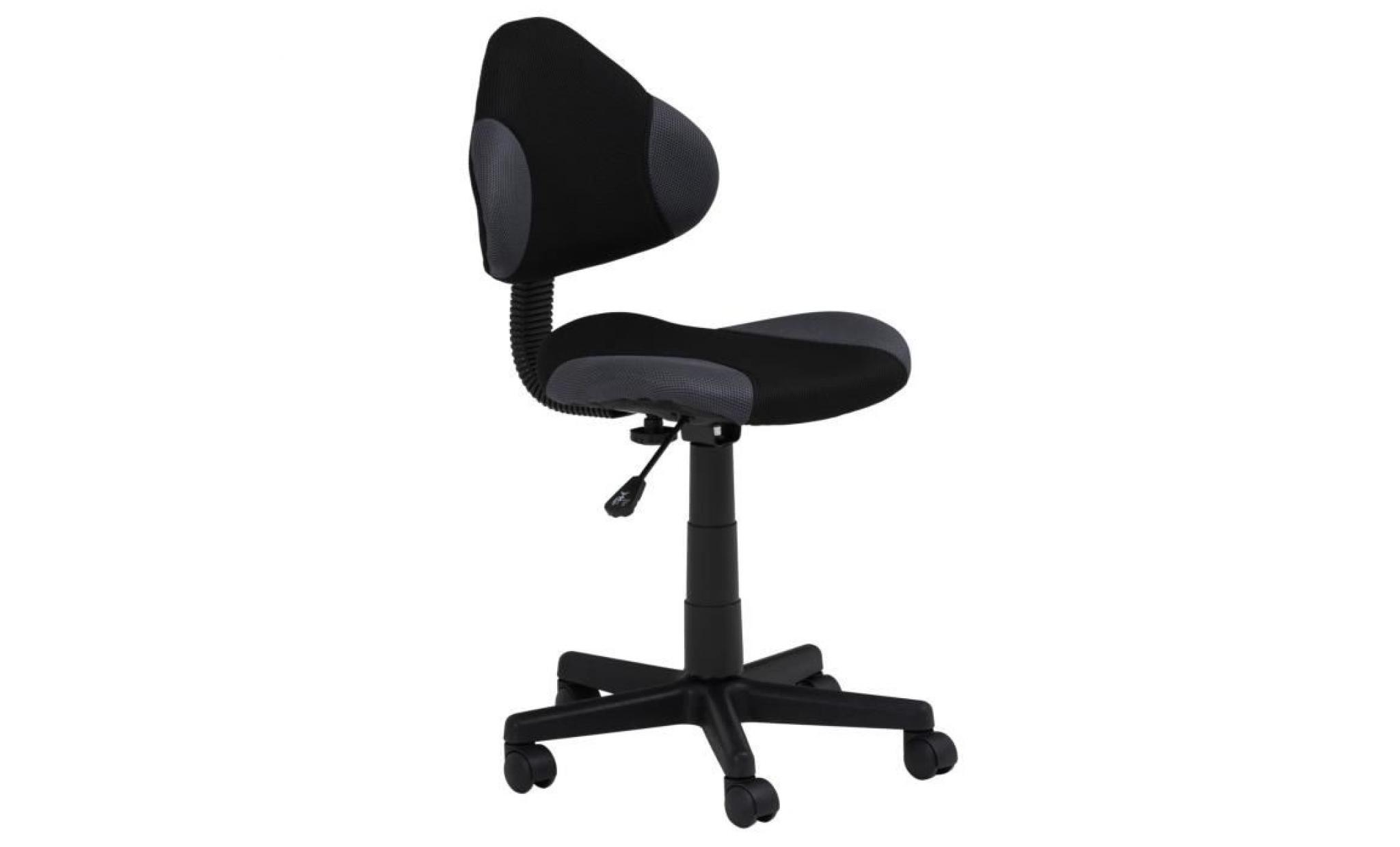 chaise de bureau pour enfant alondra fauteuil pivotant avec hauteur réglable, revêtement en mesh noir/gris