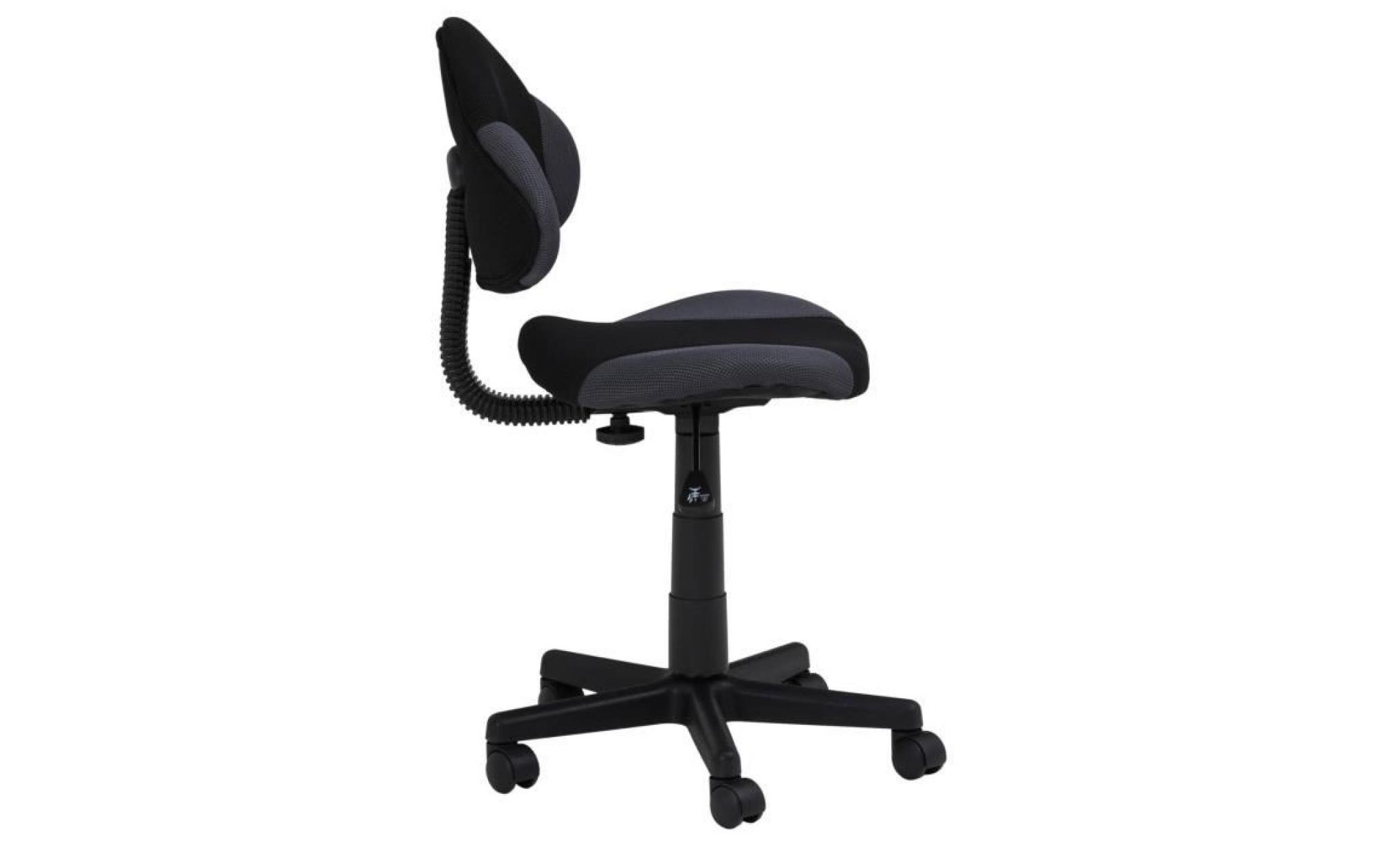 chaise de bureau pour enfant alondra fauteuil pivotant avec hauteur réglable, revêtement en mesh noir/gris pas cher