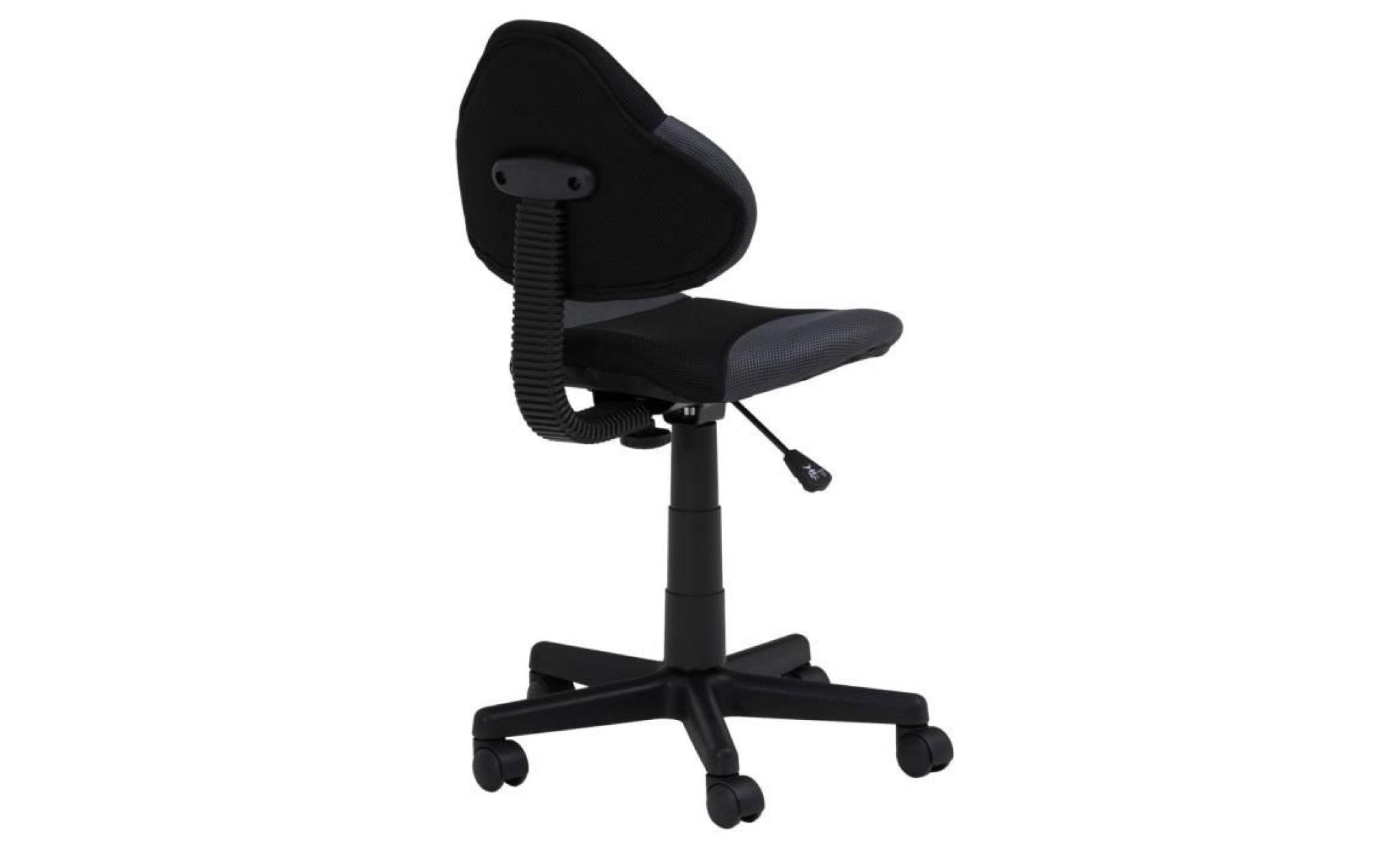 chaise de bureau pour enfant alondra fauteuil pivotant avec hauteur réglable, revêtement en mesh noir/gris pas cher