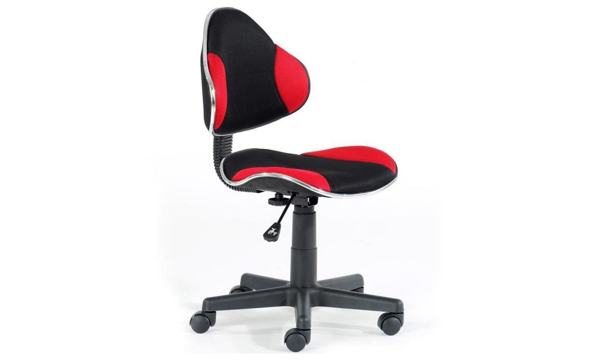 chaise de bureau pour enfant alondra fauteuil pivotant avec hauteur réglable, revêtement en mesh noir/rouge