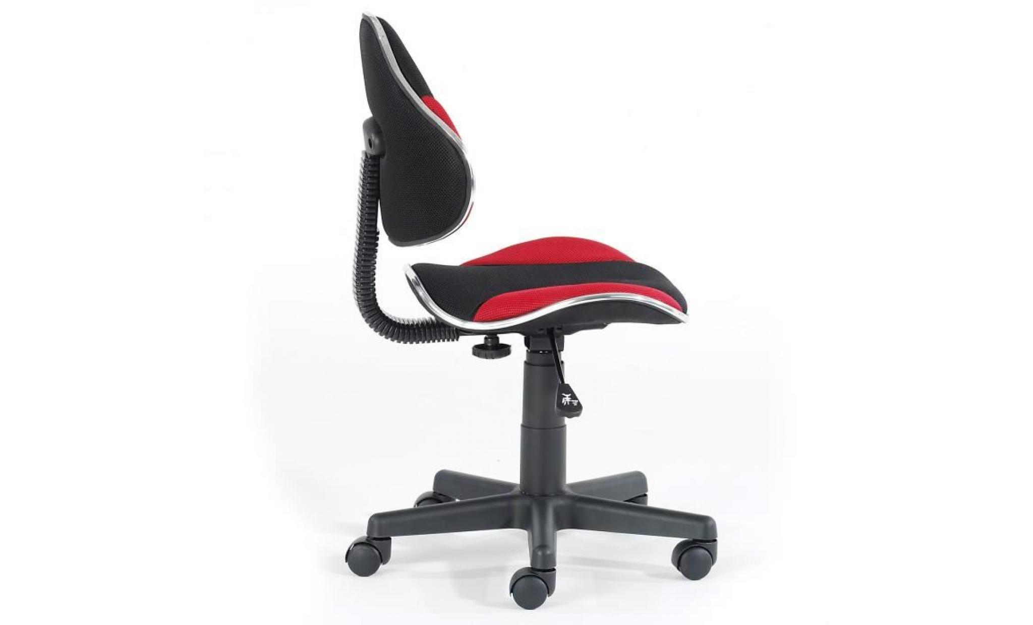chaise de bureau pour enfant alondra fauteuil pivotant avec hauteur réglable, revêtement en mesh noir/rouge pas cher