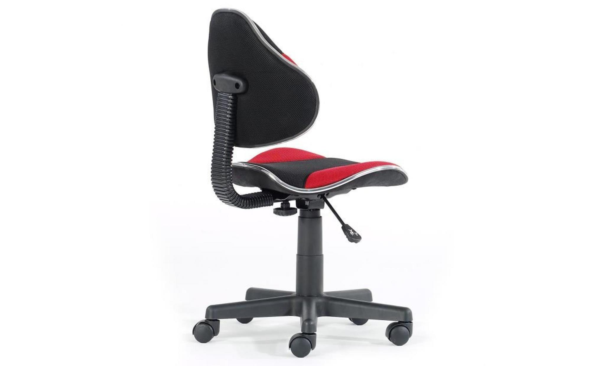 chaise de bureau pour enfant alondra fauteuil pivotant avec hauteur réglable, revêtement en mesh noir/rouge pas cher