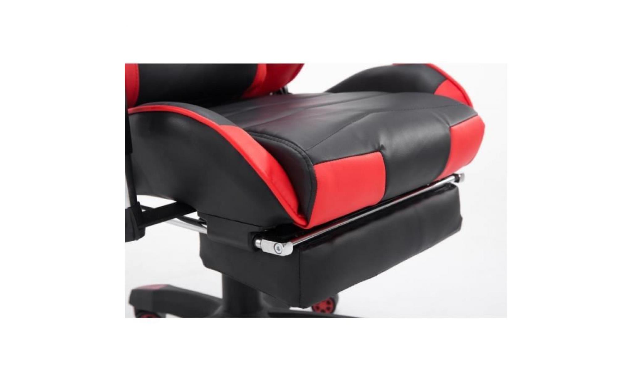 fauteuil de bureau ergonomique dossier réglable avec repose pieds pu noir/gris bur10136 pas cher