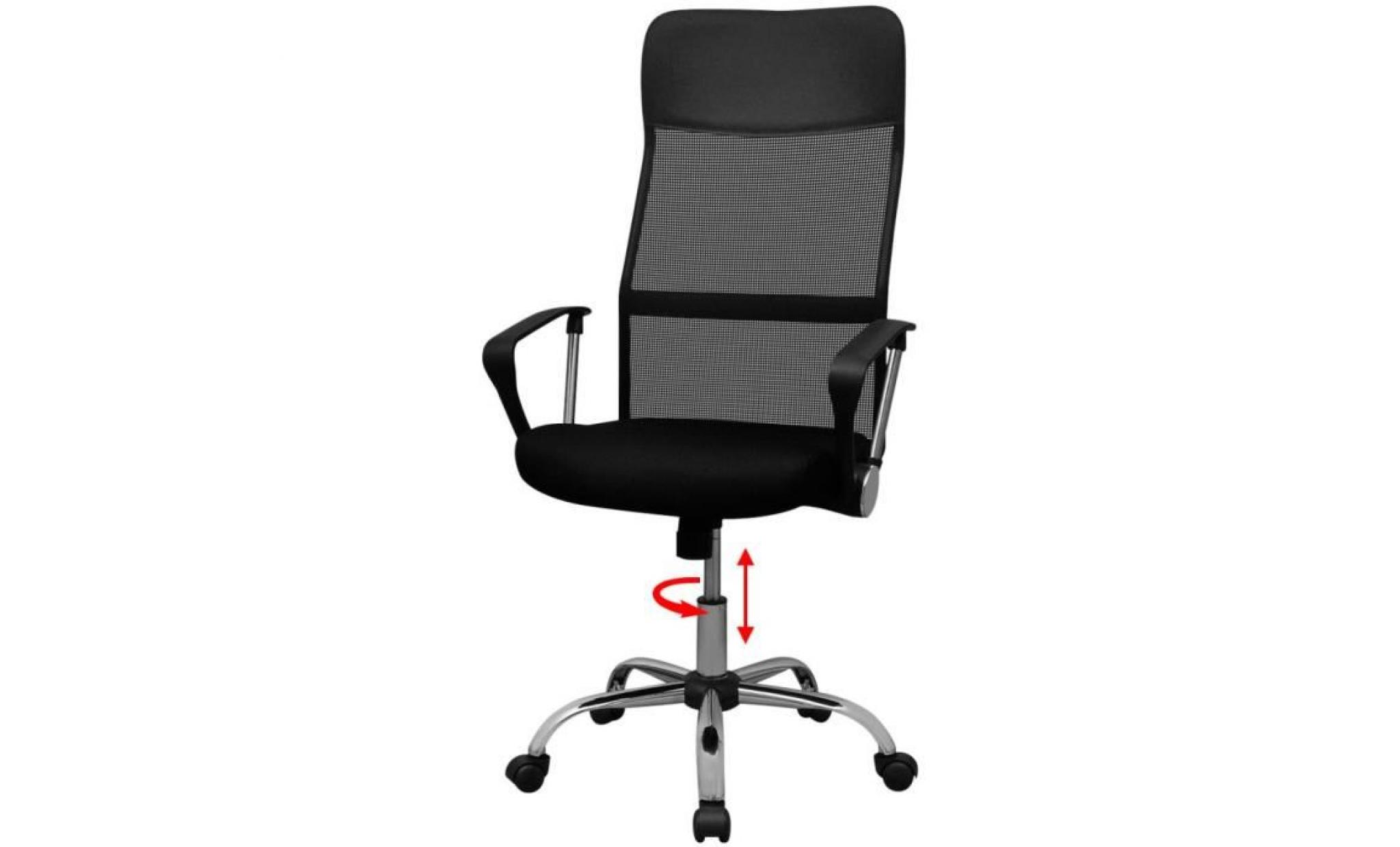 fauteuil de bureau ergonomique semi pu   hauteur réglage   360 degrés pivotant   style d'affaire   chaise de bureau noir