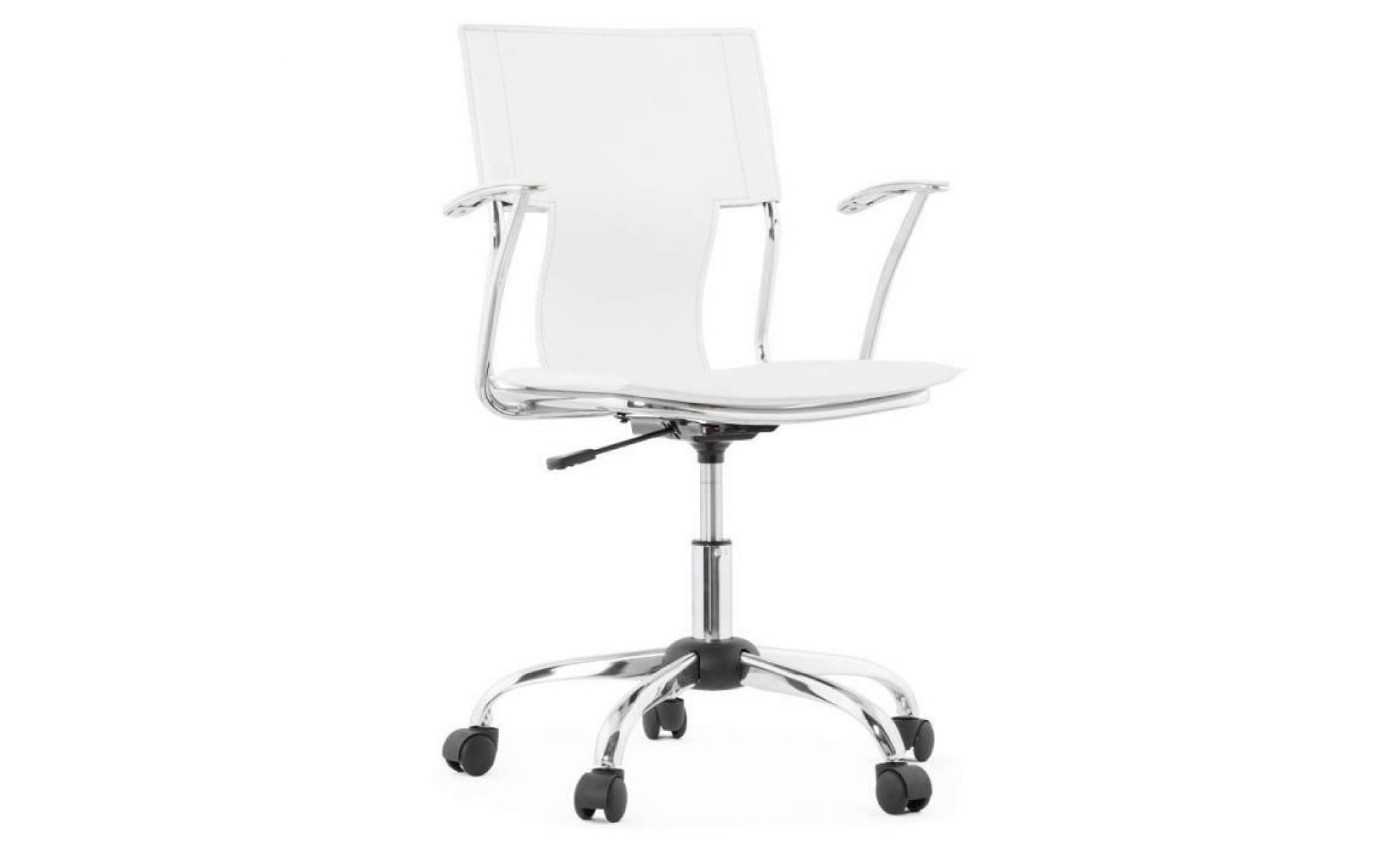 fauteuil de bureau 'evok' sur roulettes et accoudoirs en similicuir blanc