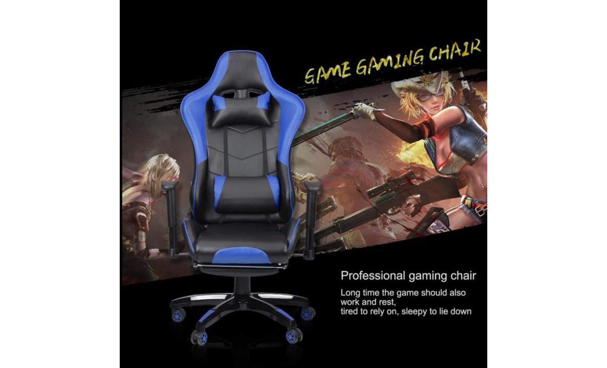 fauteuil de bureau gaming bleu hauteur de  130 140 cm