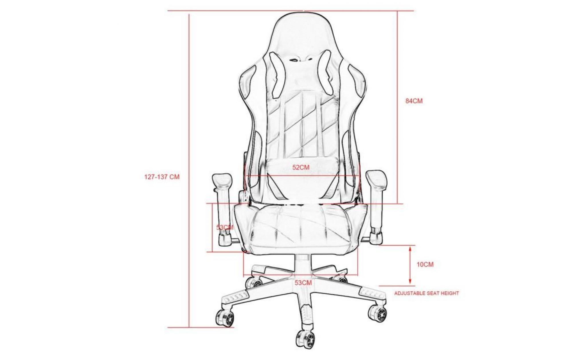 fauteuil de bureau gaming chaise gamer chaise hauteur réglable charge 150kg pas cher