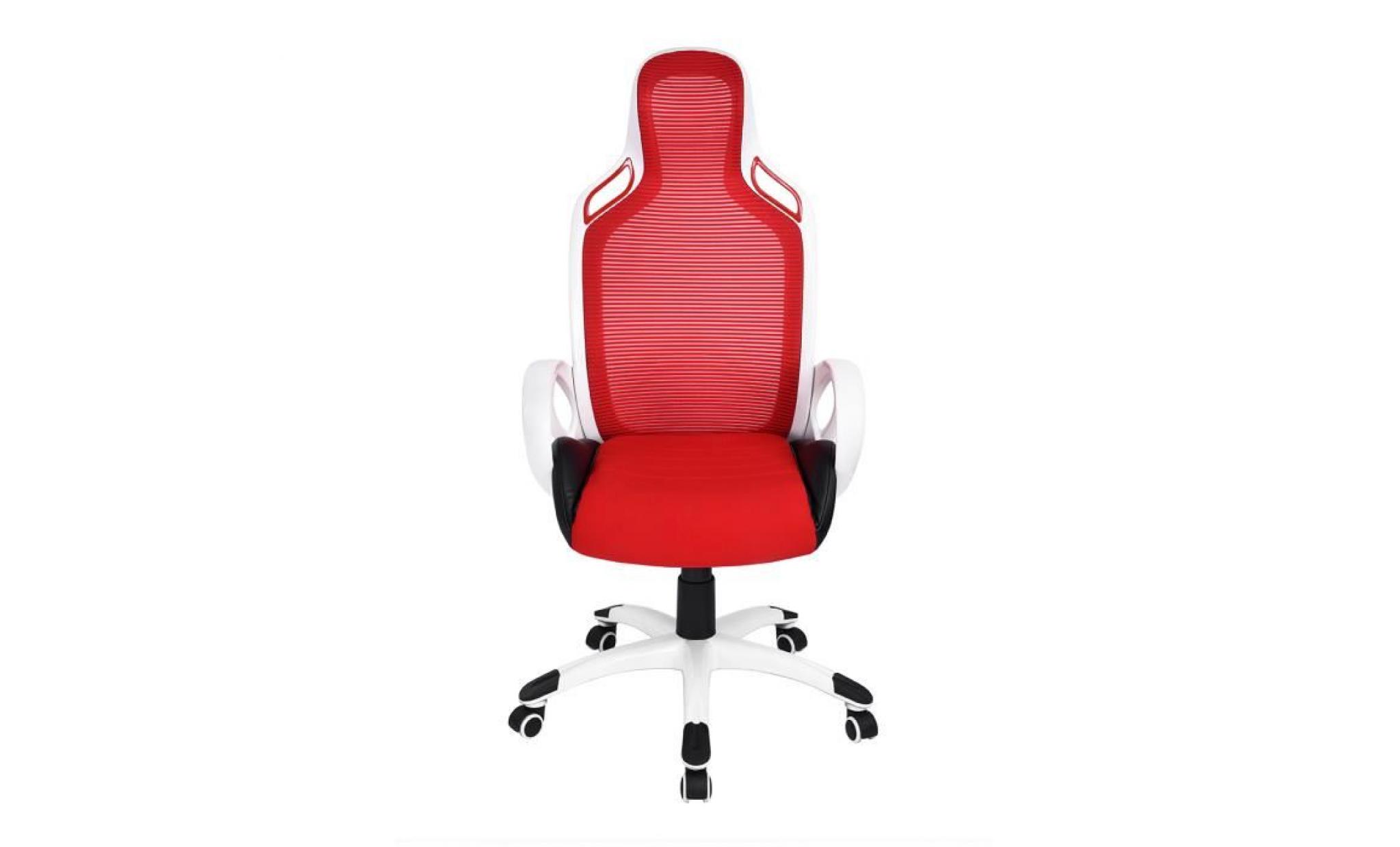 fauteuil de bureau gaming course 52x65x124 134cm chaise pu tissu plastique pp brillant hauteur réglable roulettes pivotantes rouge