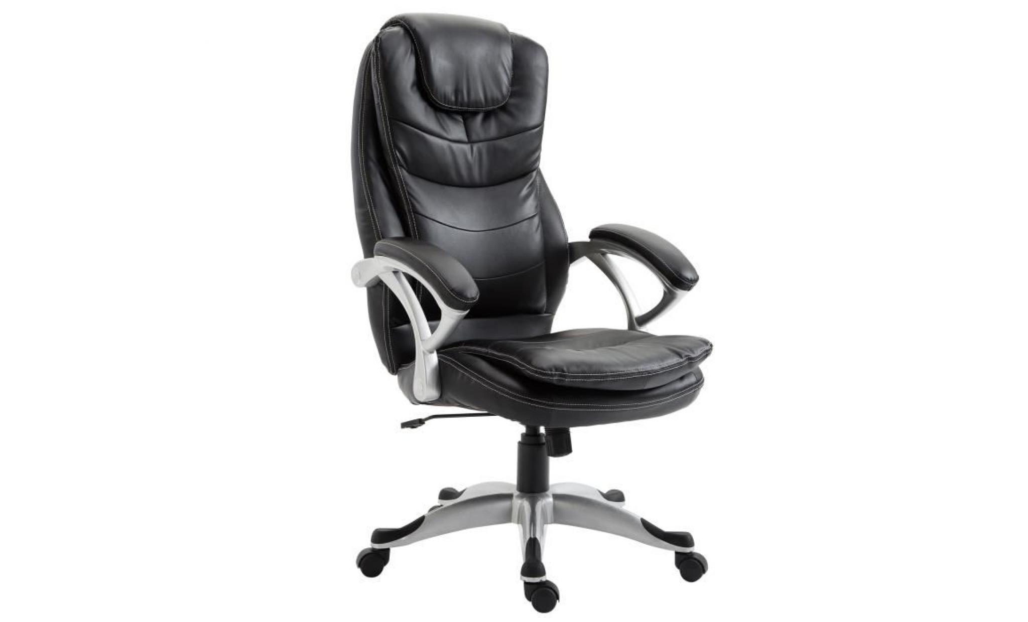 fauteuil de bureau manager grand confort double rembourrage assise dossier accoudoirs simili cuir noir