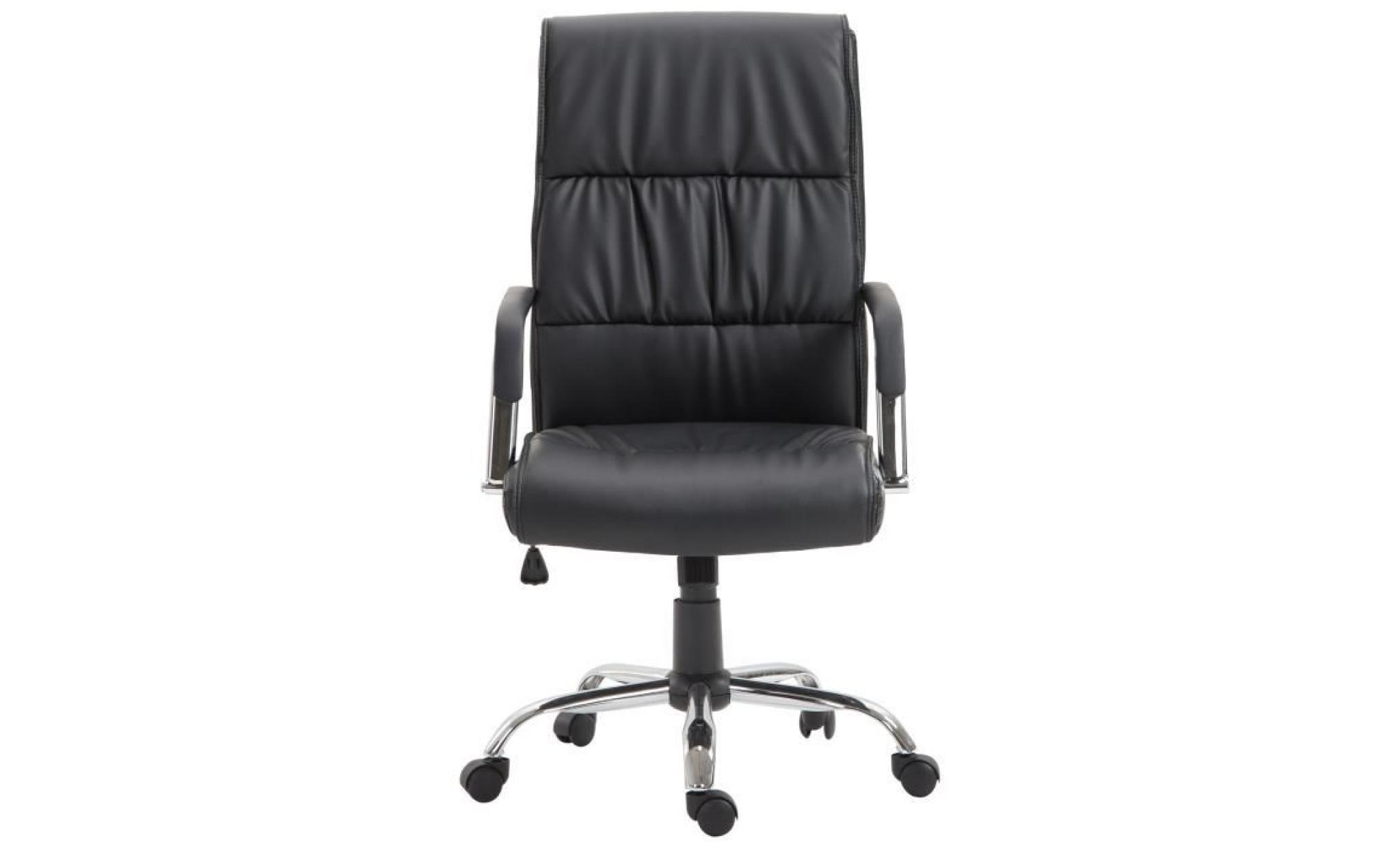 fauteuil de bureau manager grand confort hauteur réglable pivotant ergonomique métal chromé revêtement simili cuir noir 15bk pas cher