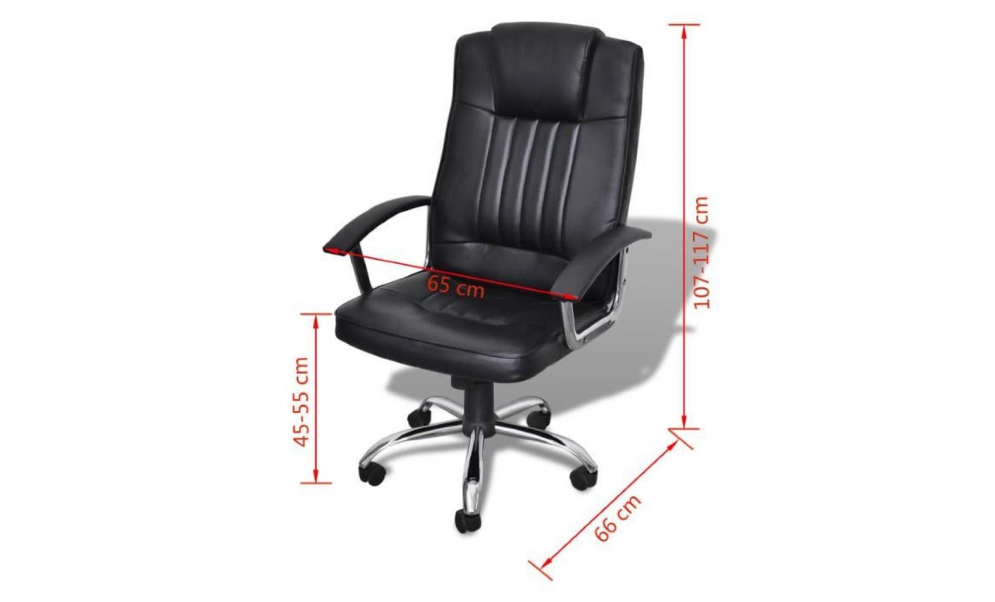 fauteuil de bureau  meubles de bureau en cuir mélangé noir 65 x 66 x 107  117 cm pas cher