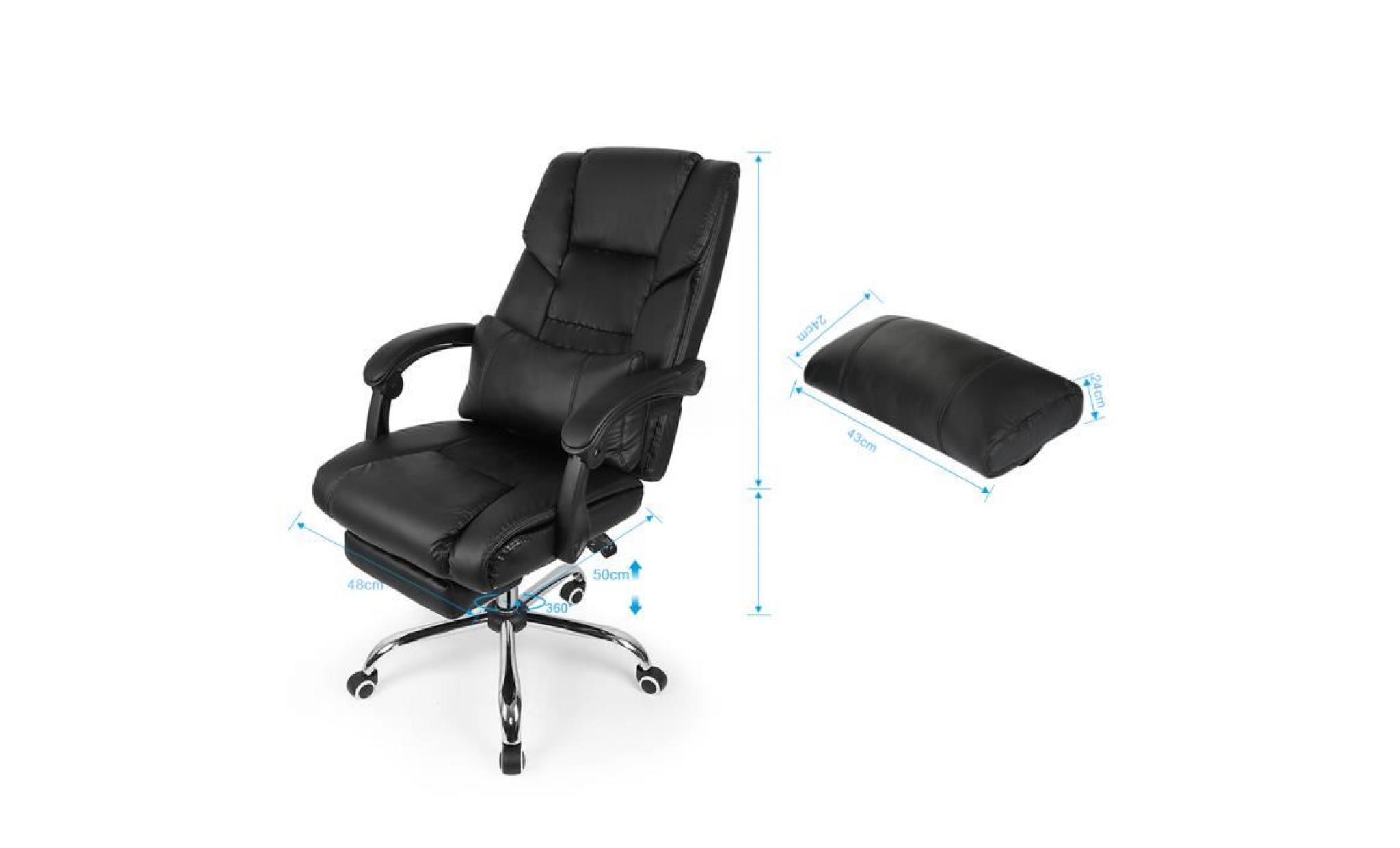 fauteuil de bureau noir chaise pour ordinateur pu pas cher