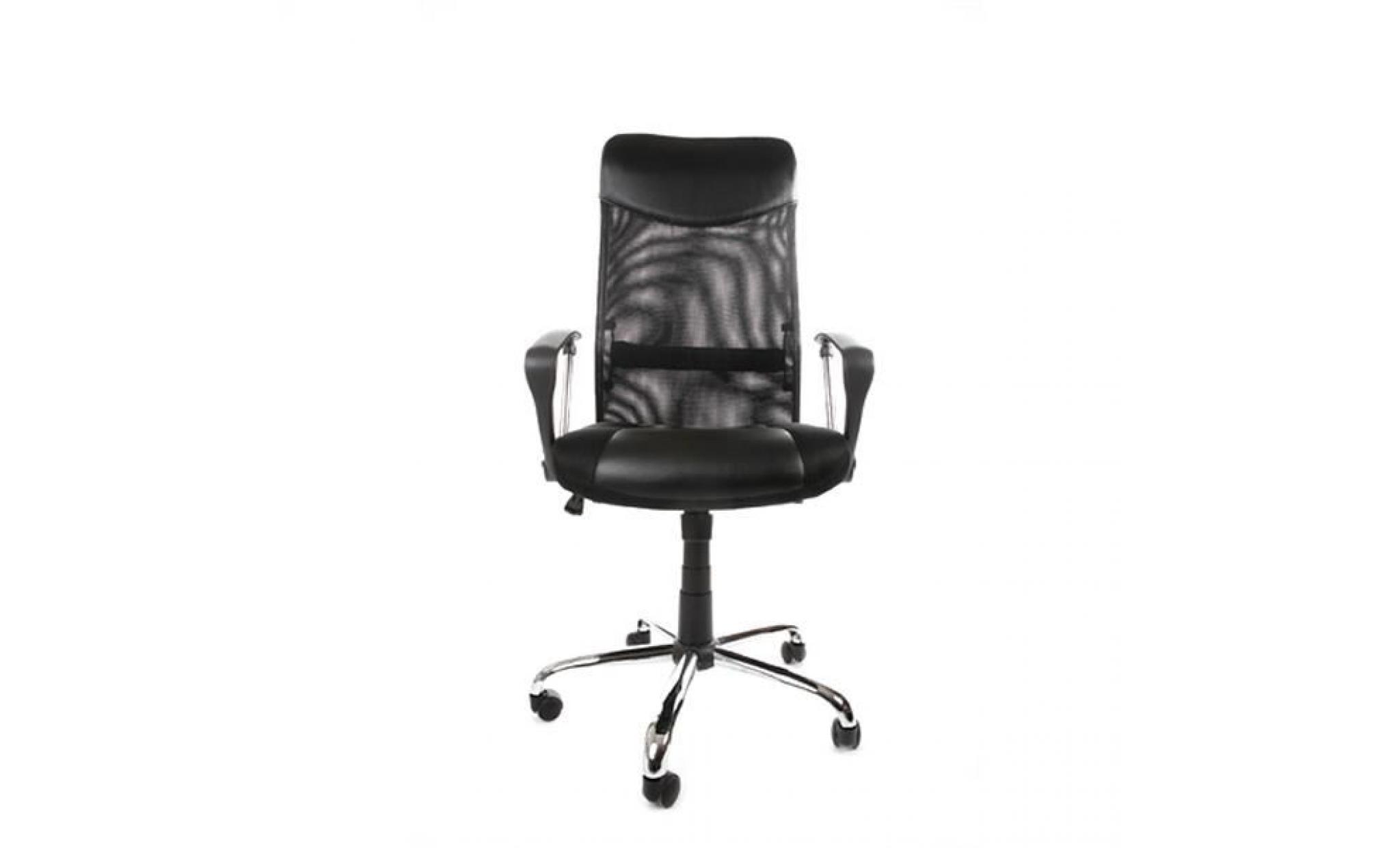 fauteuil de bureau noir design en pu et métal c... pas cher