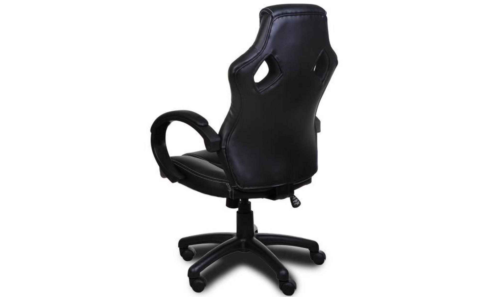 fauteuil de bureau noir en simili cuir   sport pas cher