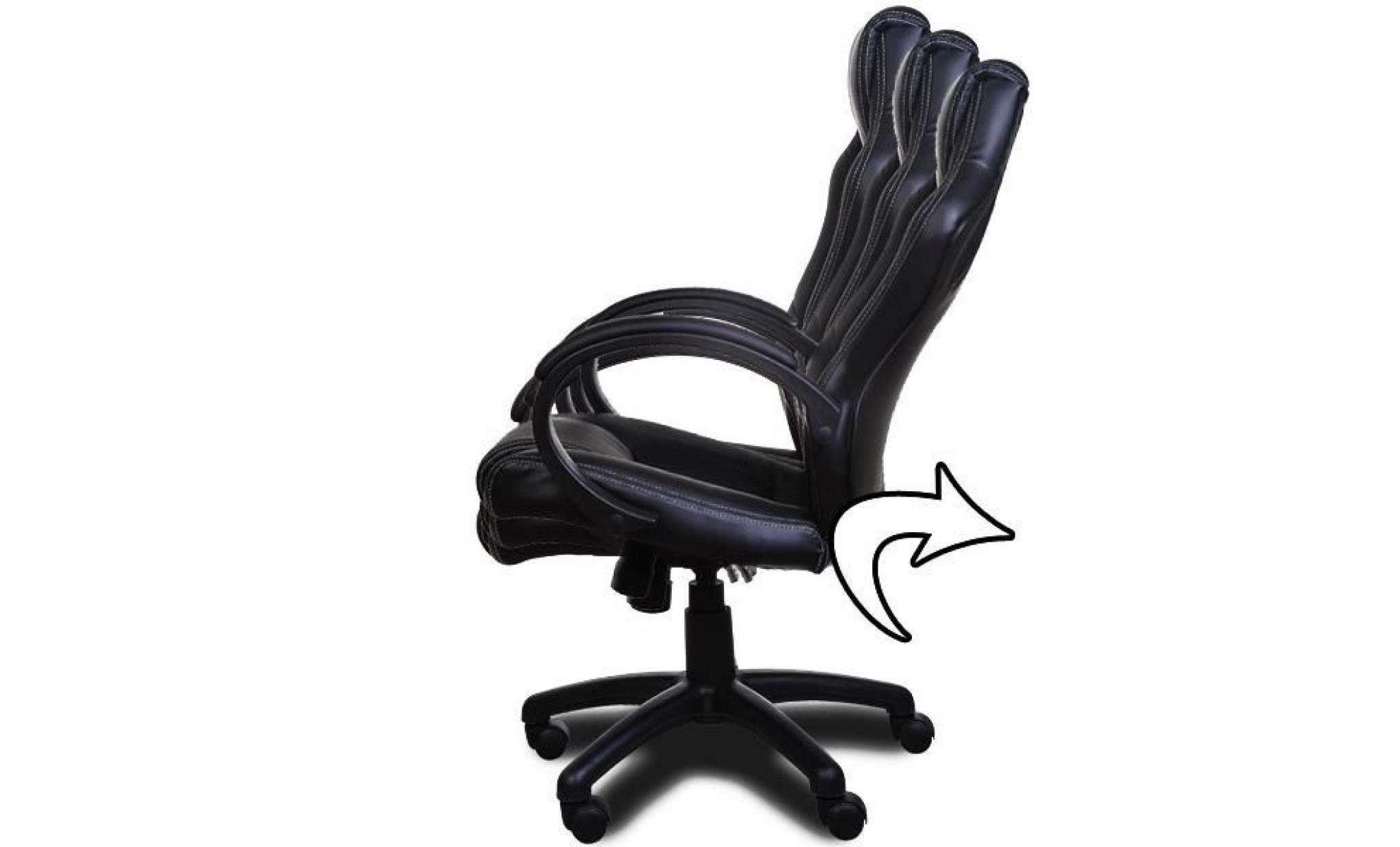 fauteuil de bureau noir en simili cuir   sport pas cher
