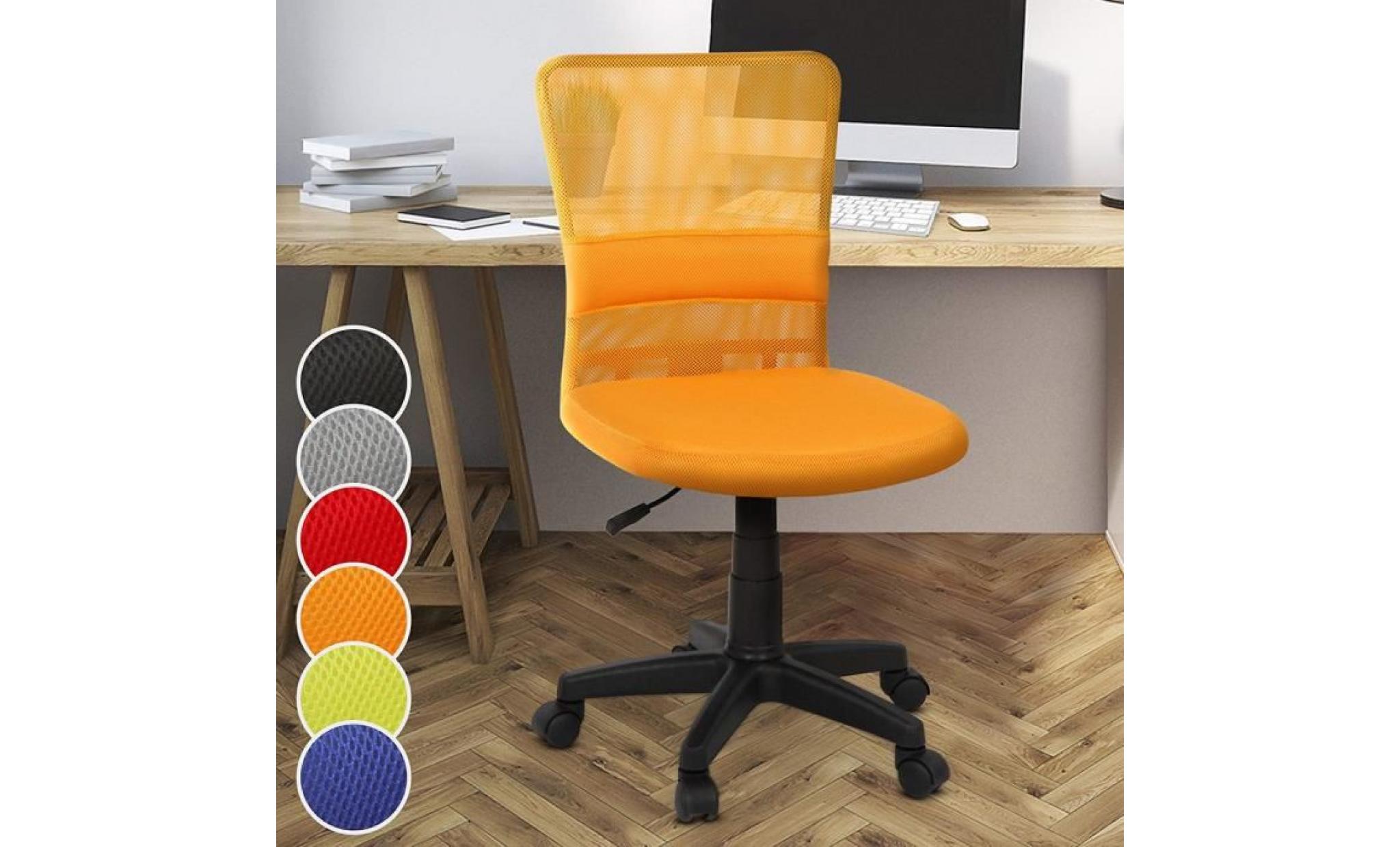 fauteuil de bureau pivotant chaise de travail avec dossier ergonomique en filet  orange