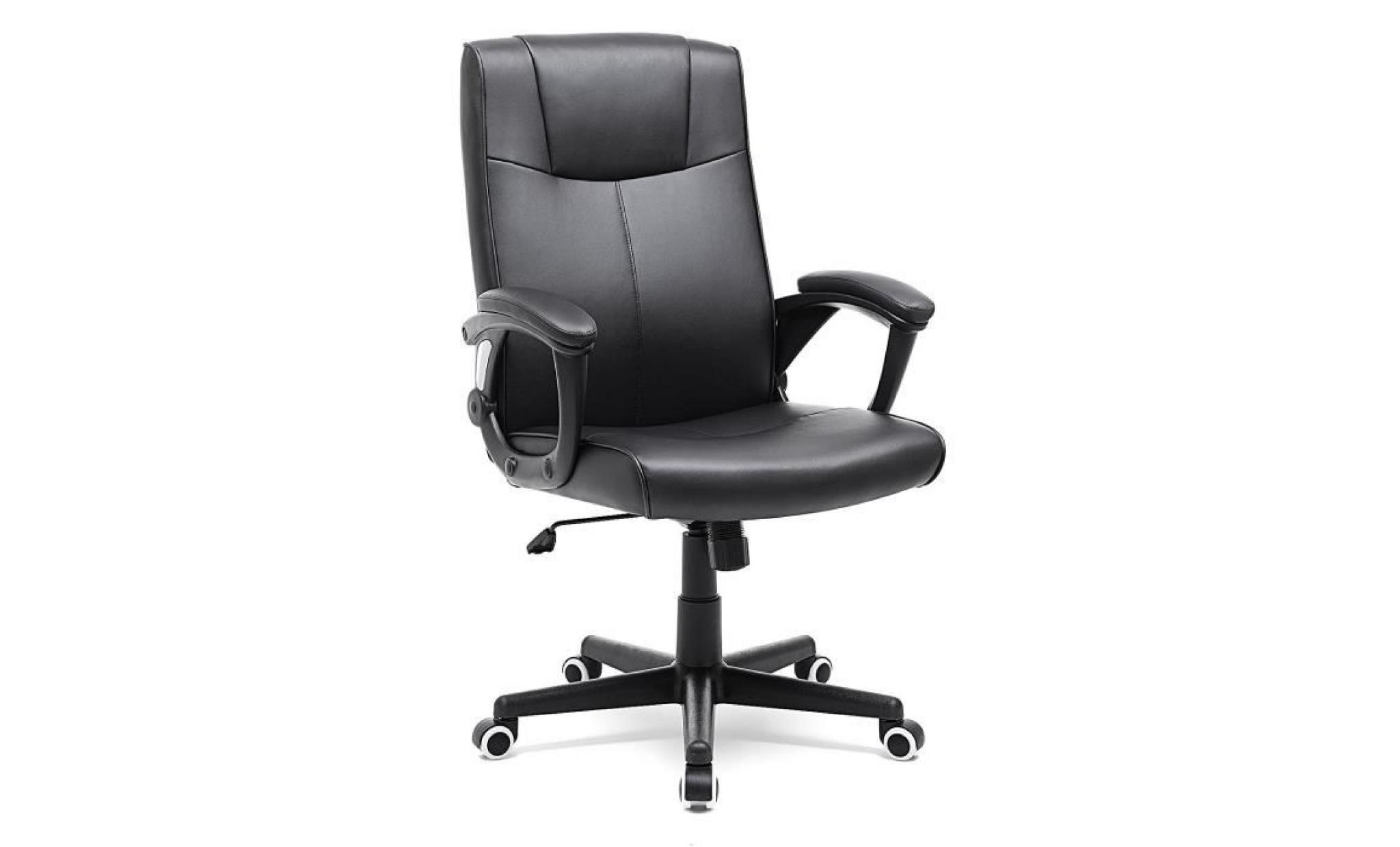 songmics chaise de bureau confortable fauteuil de bureau siège bureau ergonomique revêtement en simili noir obg32b
