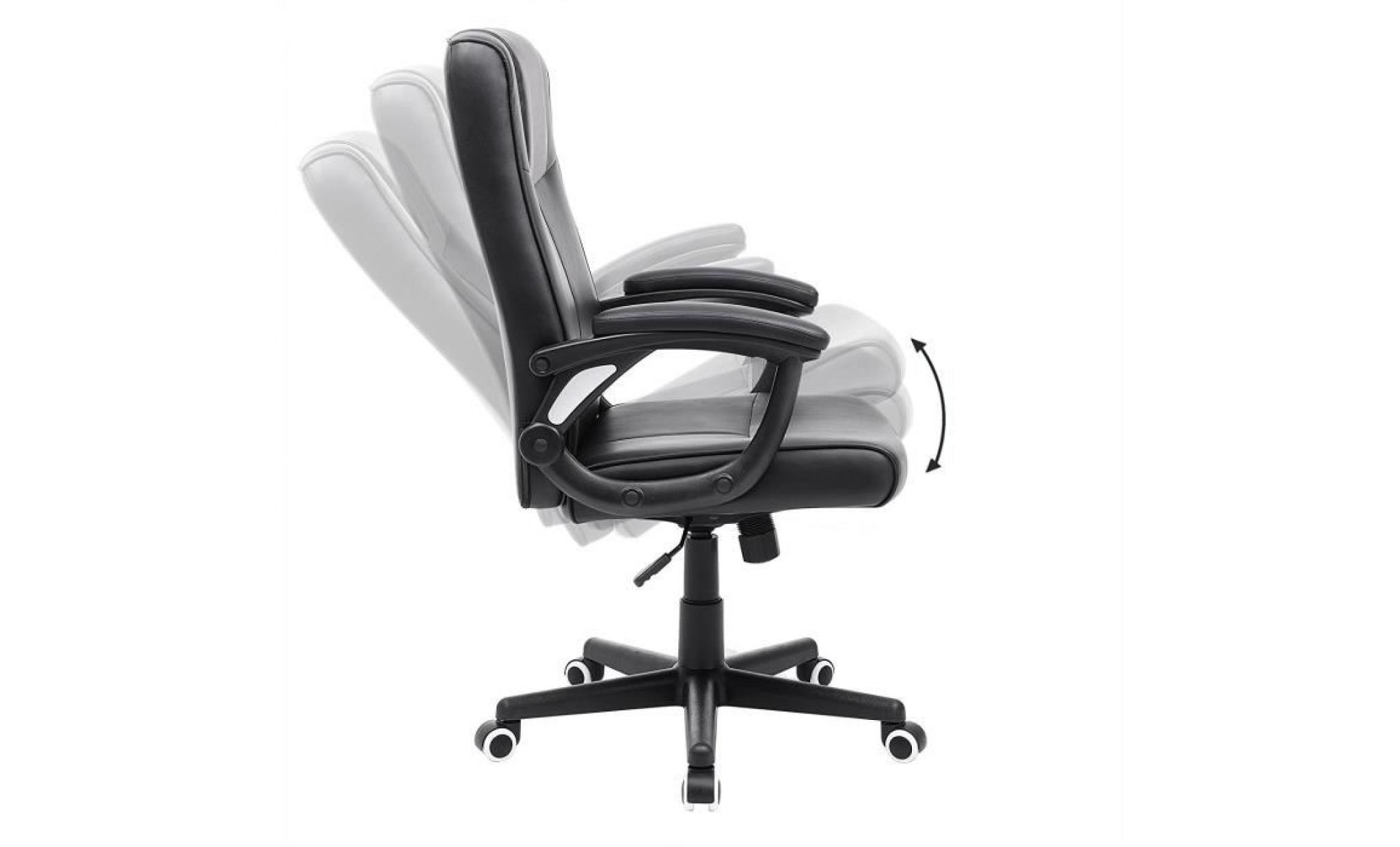 songmics chaise de bureau confortable fauteuil de bureau siège bureau ergonomique revêtement en simili noir obg32b pas cher