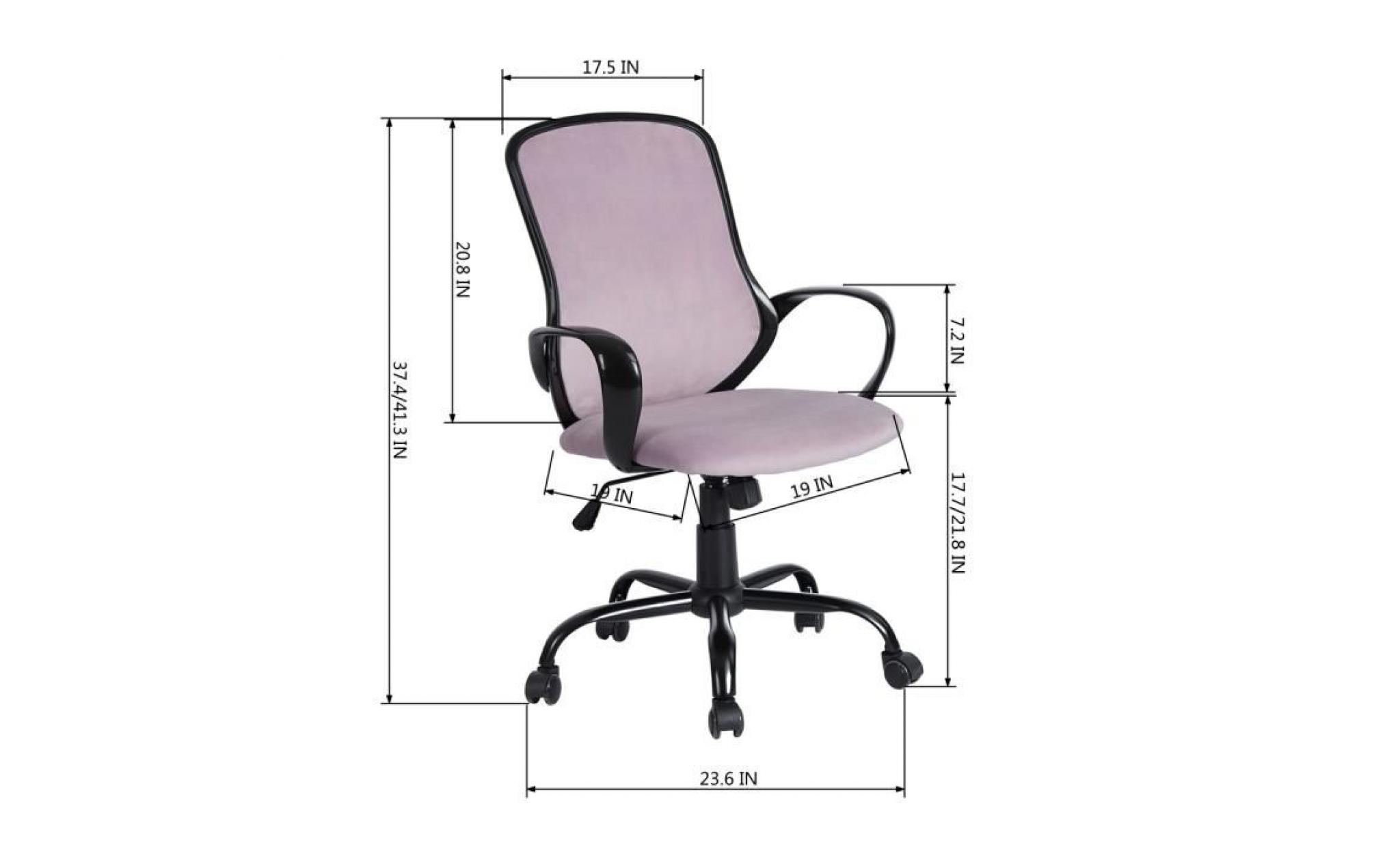 fauteuil de bureau rose avec dossier ergonomique en tissu respirant accoudoir en plastique,marque homy casa pas cher