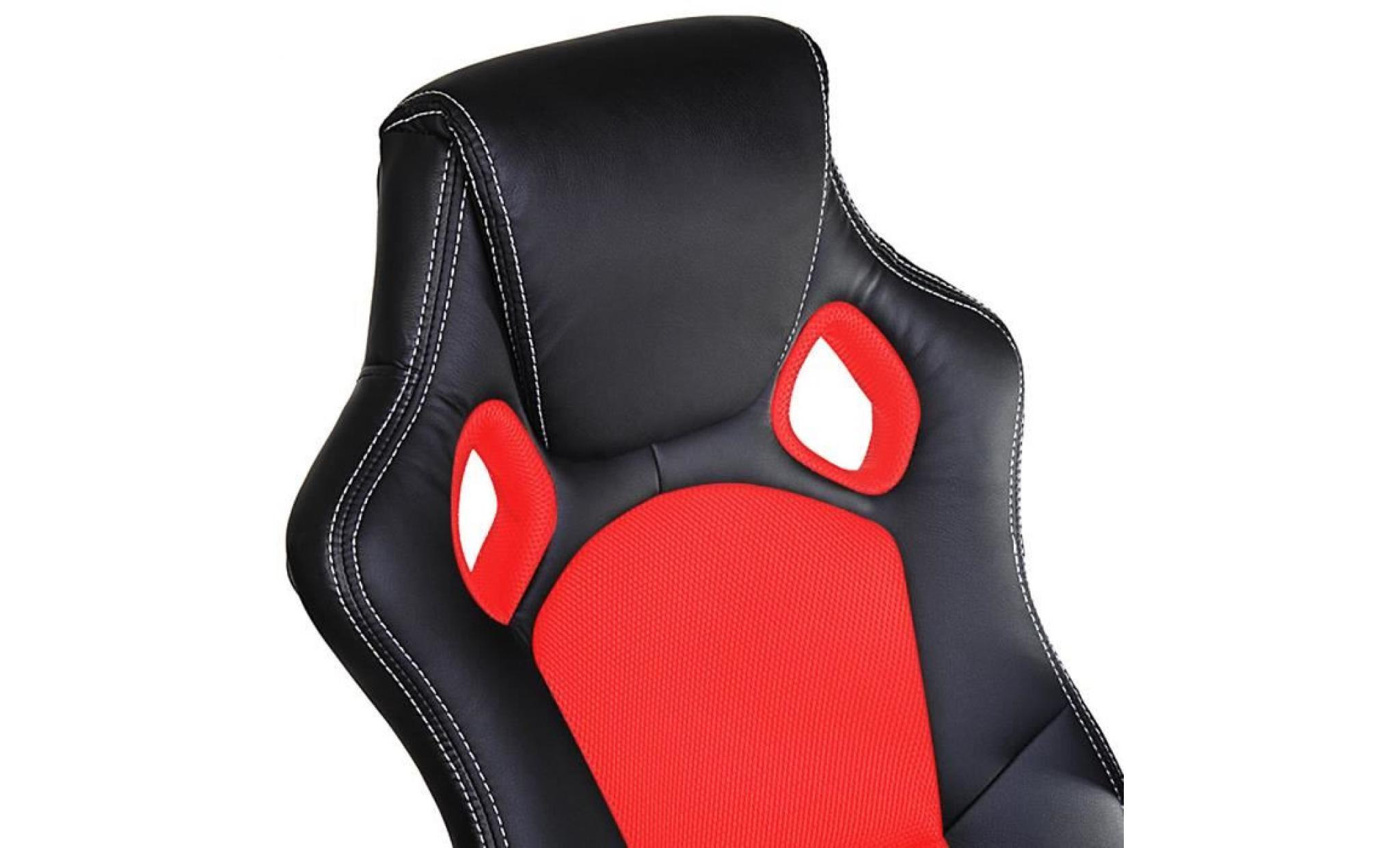 fauteuil de bureau rouge et noir   sport   chaise bureau roues racing rembourrée pas cher