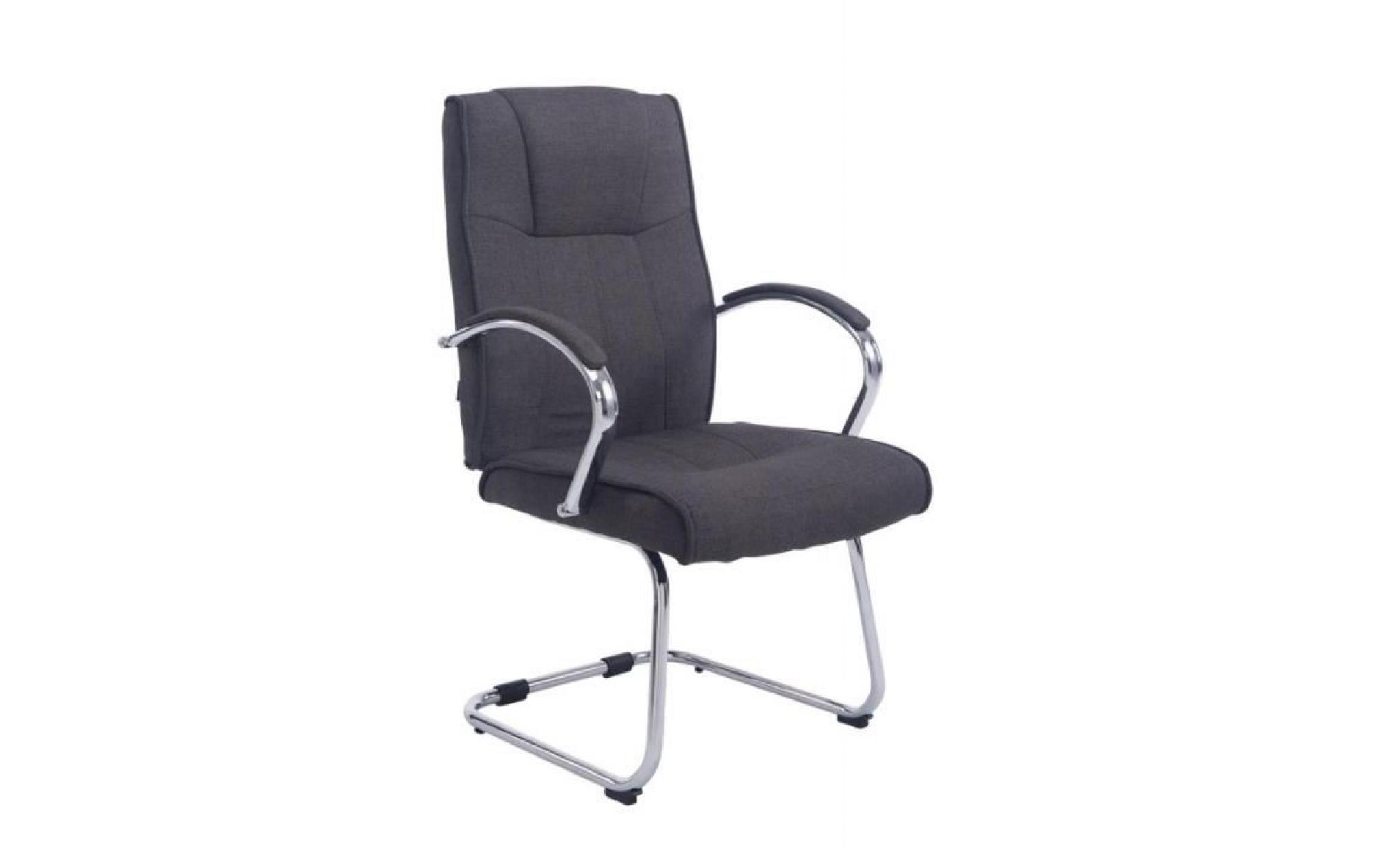 fauteuil de bureau sans roulette en tissu gris foncé bur10119