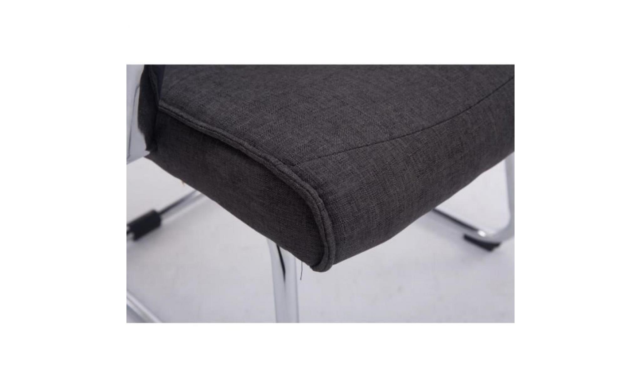 fauteuil de bureau sans roulette en tissu gris foncé bur10119 pas cher