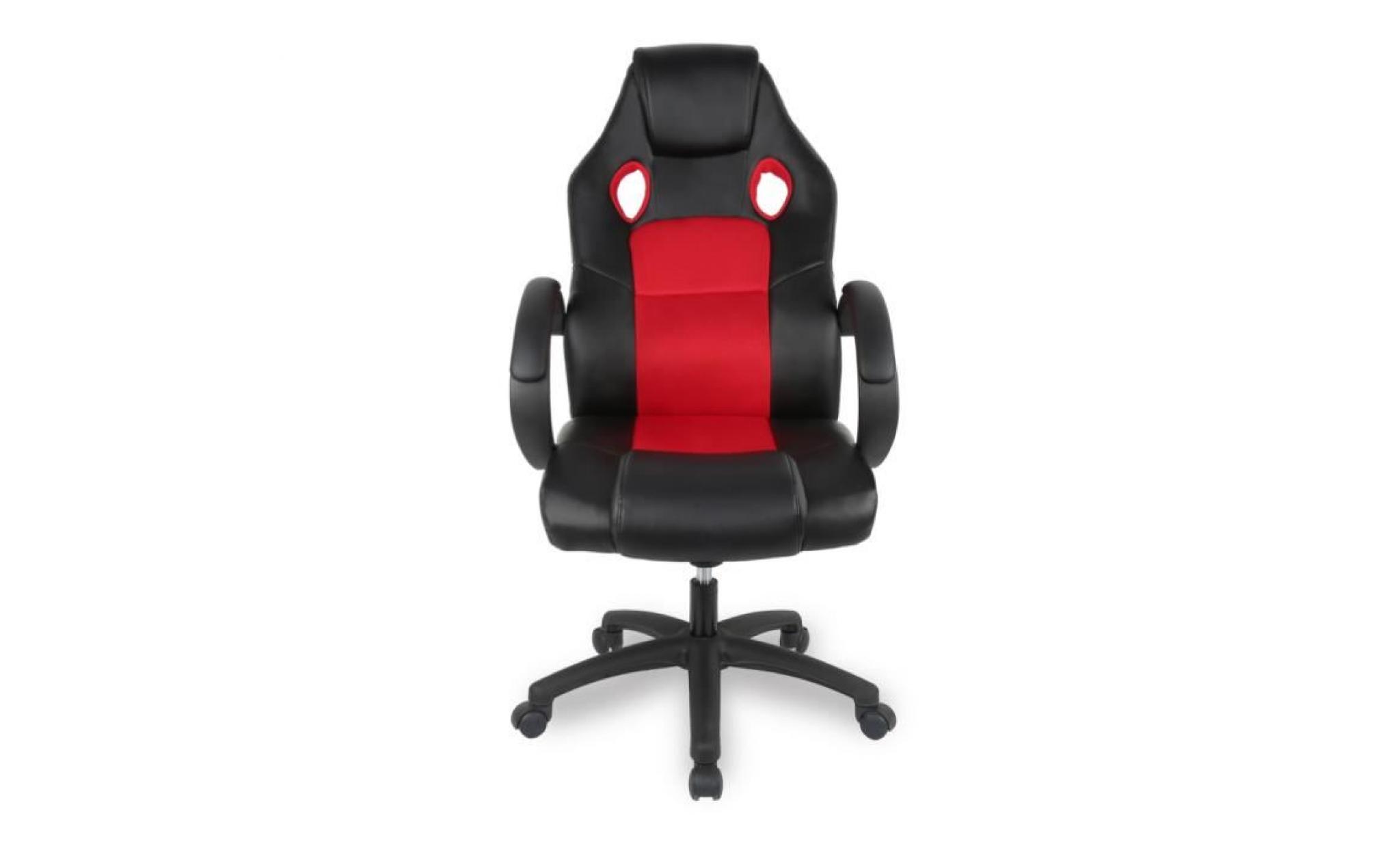 fauteuil de bureau siège baquet   chaise de bureau pro en similicuir rouge l 50 x p 42.5 cm