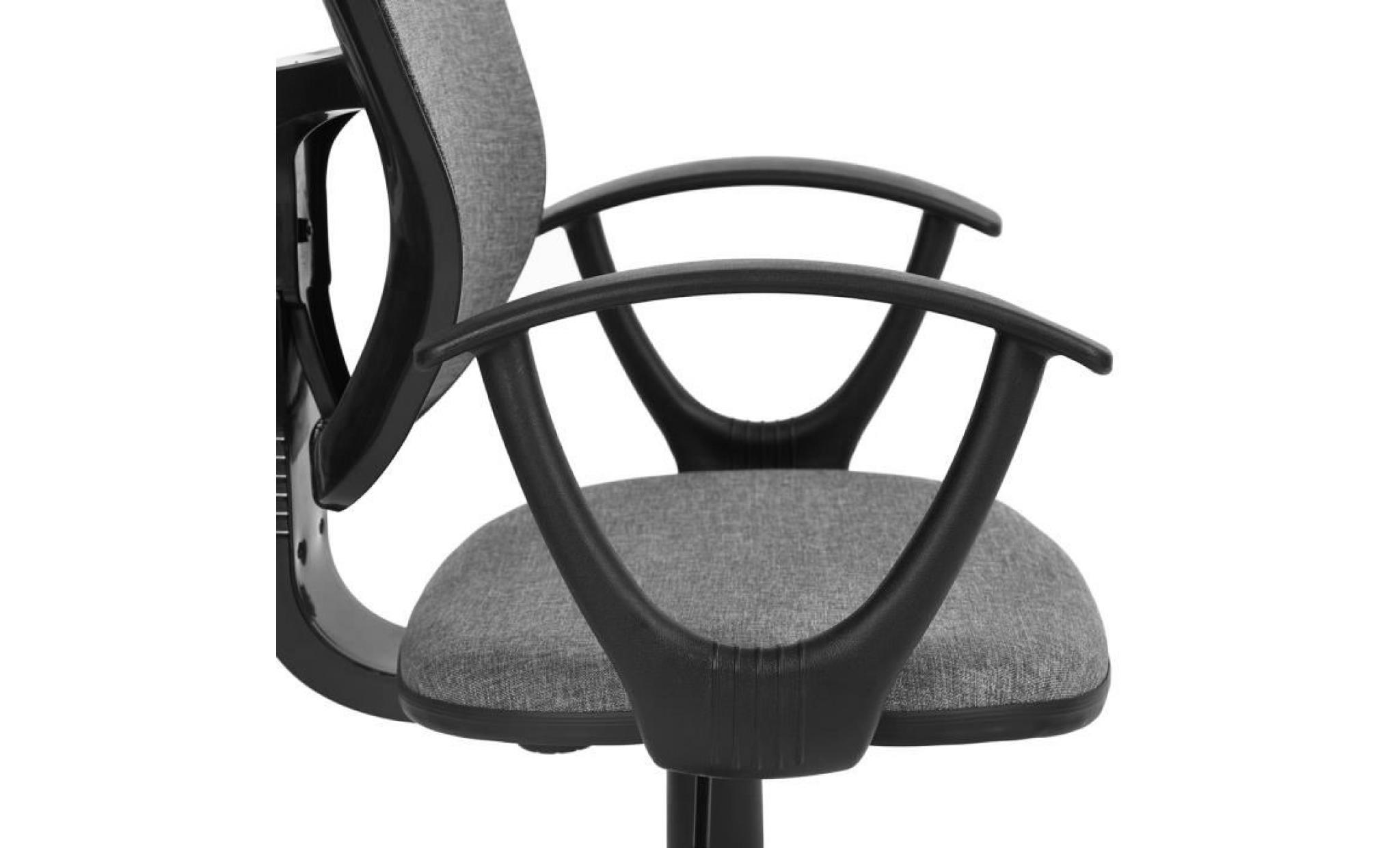 fauteuil de bureau siège réglable mobile roulant roulettes tissu plastique accoudoirs gris noir étudiant enfant pas cher